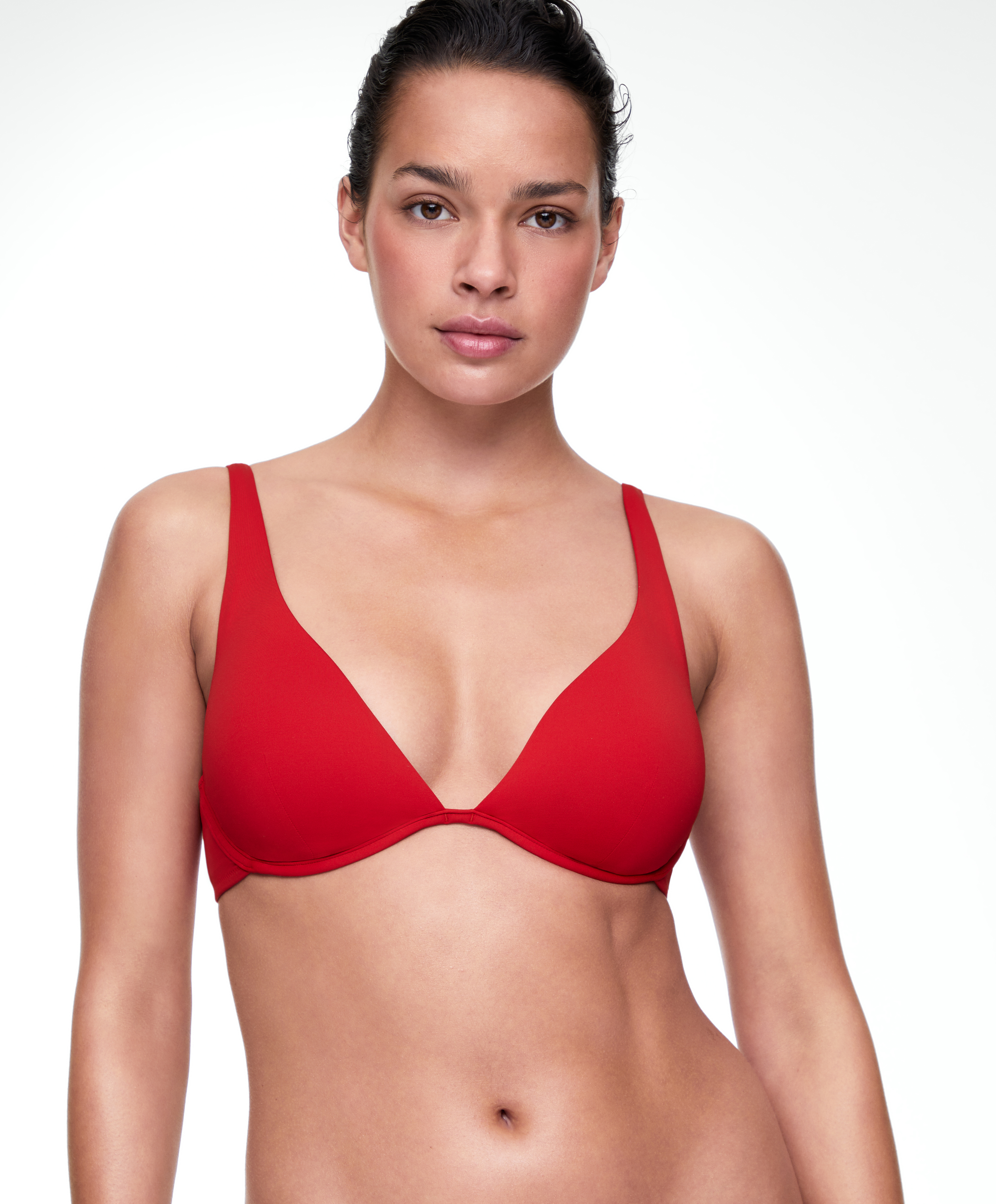 Continuous underwire halter neck bikini top