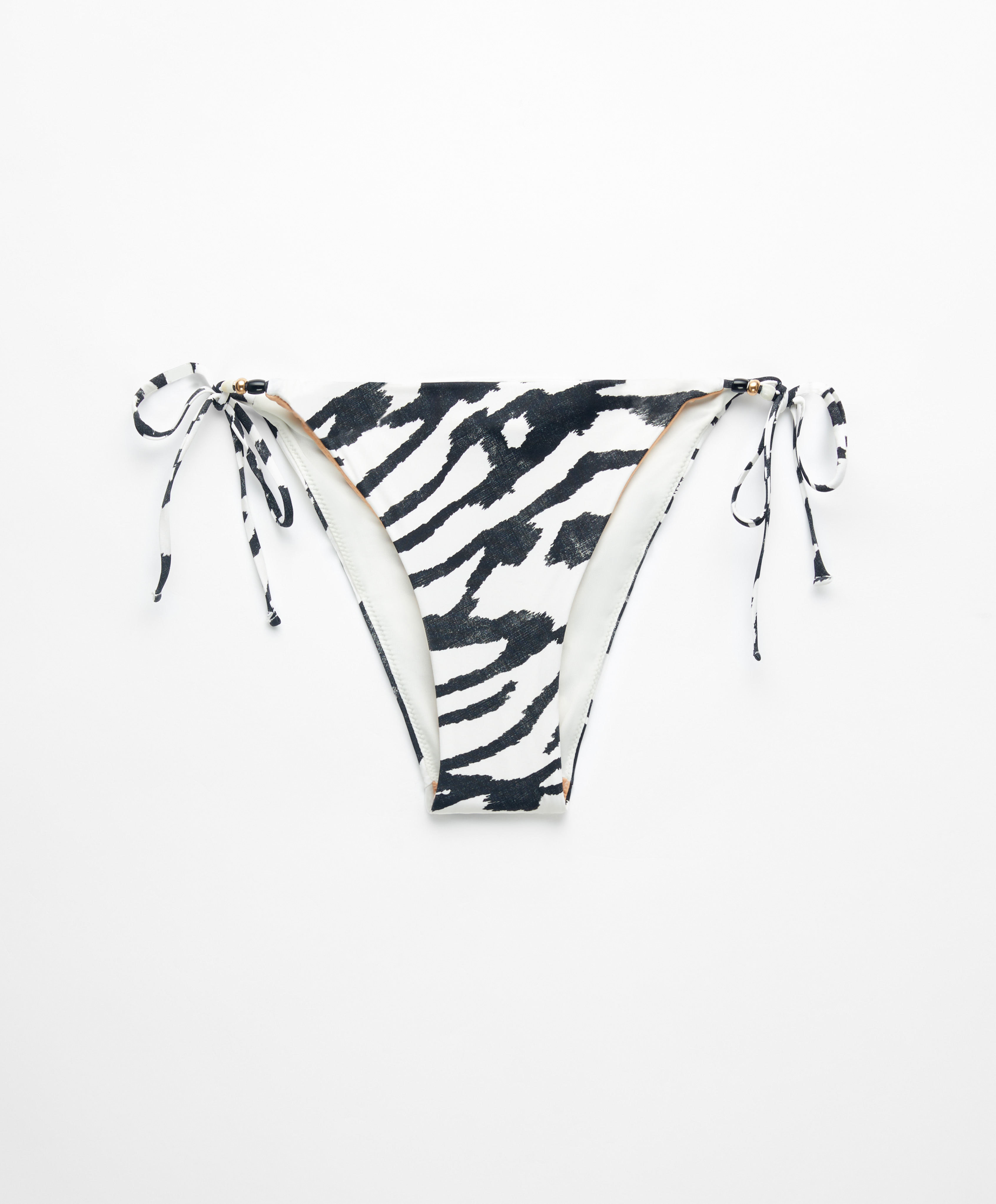 Medium-Coverage-Bikinislip mit Zebraprint und Bindeverschlüssen