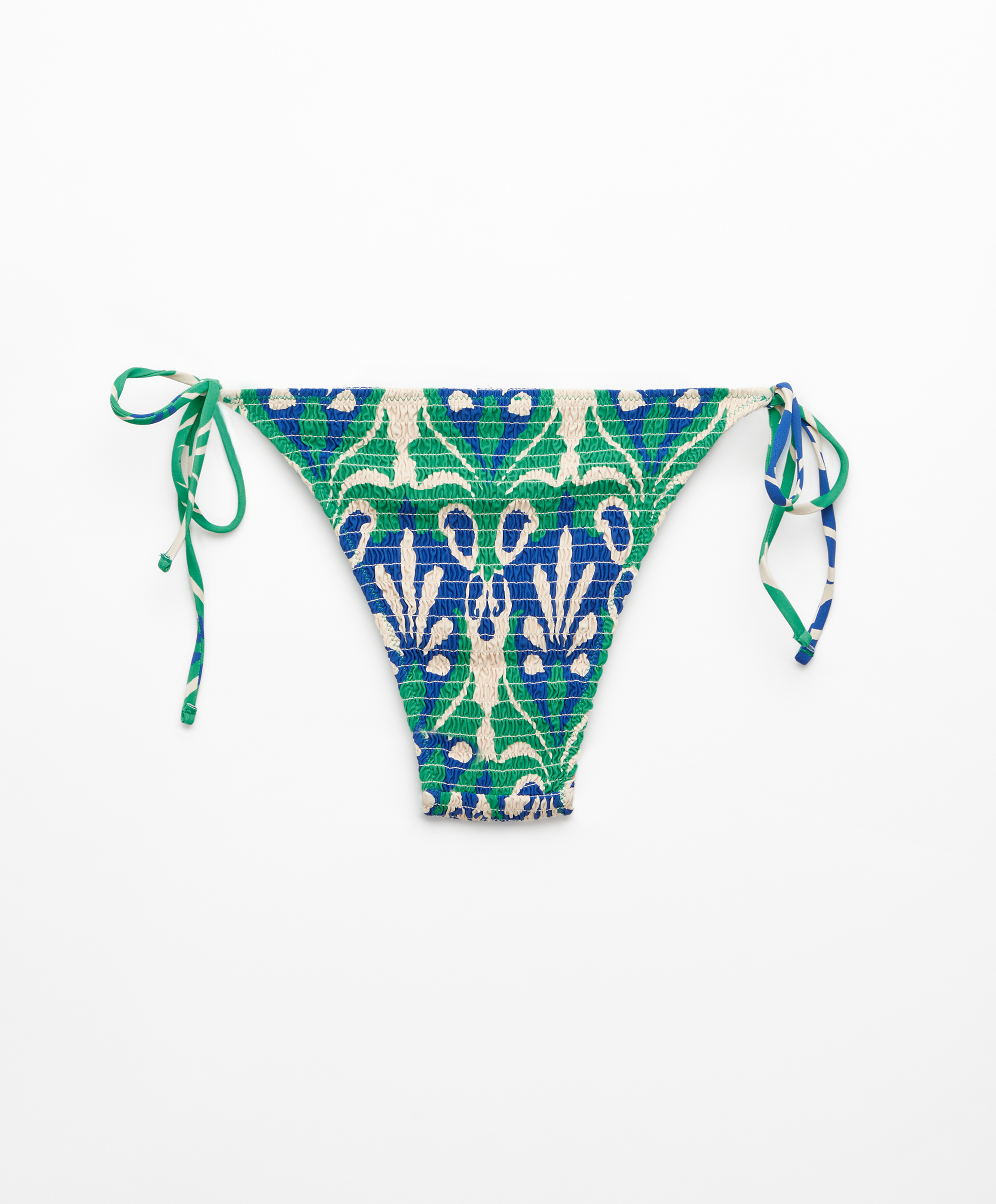 Smock motif print medium-coverage bikini briefs with ties