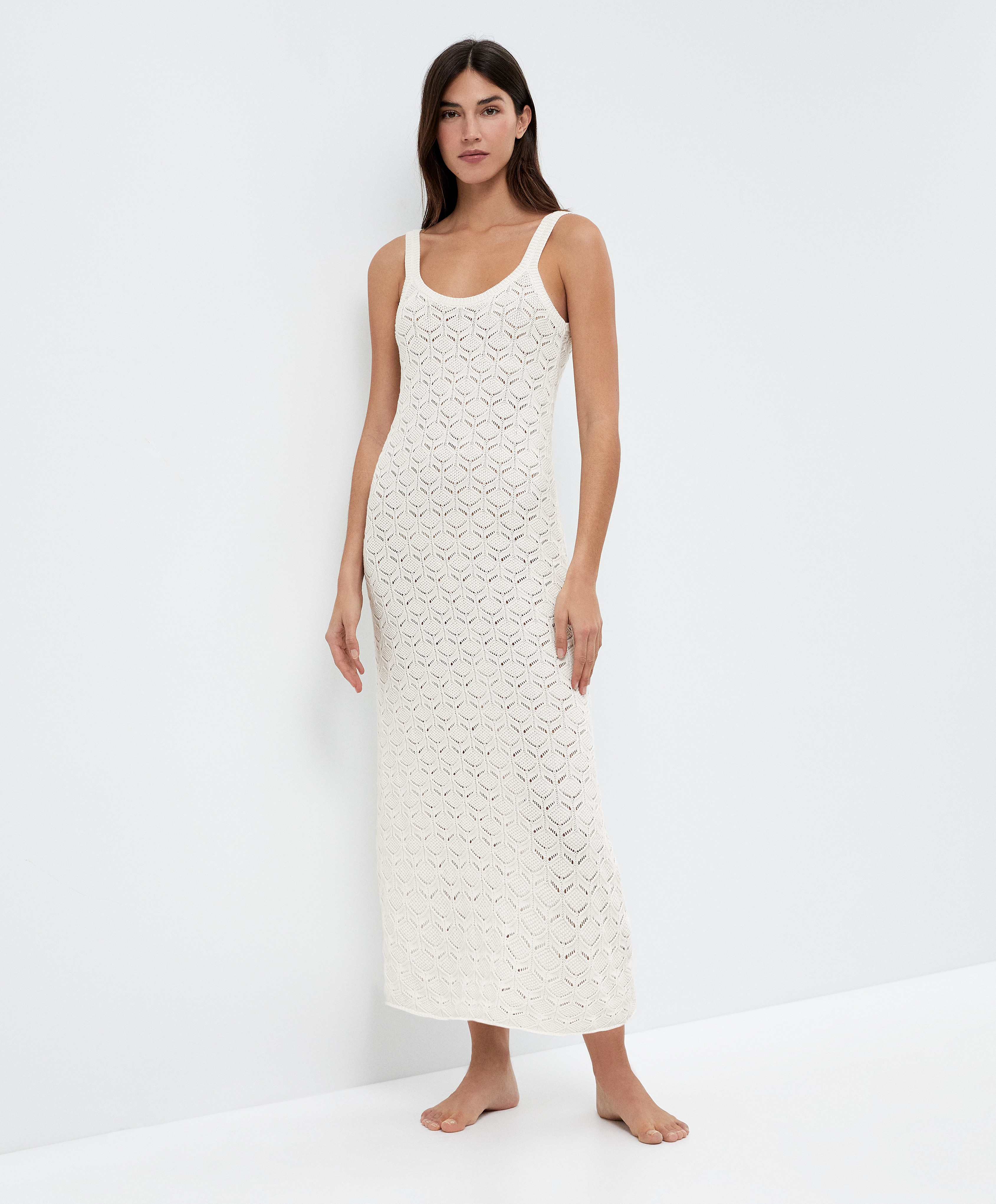 Long cotton crochet dress