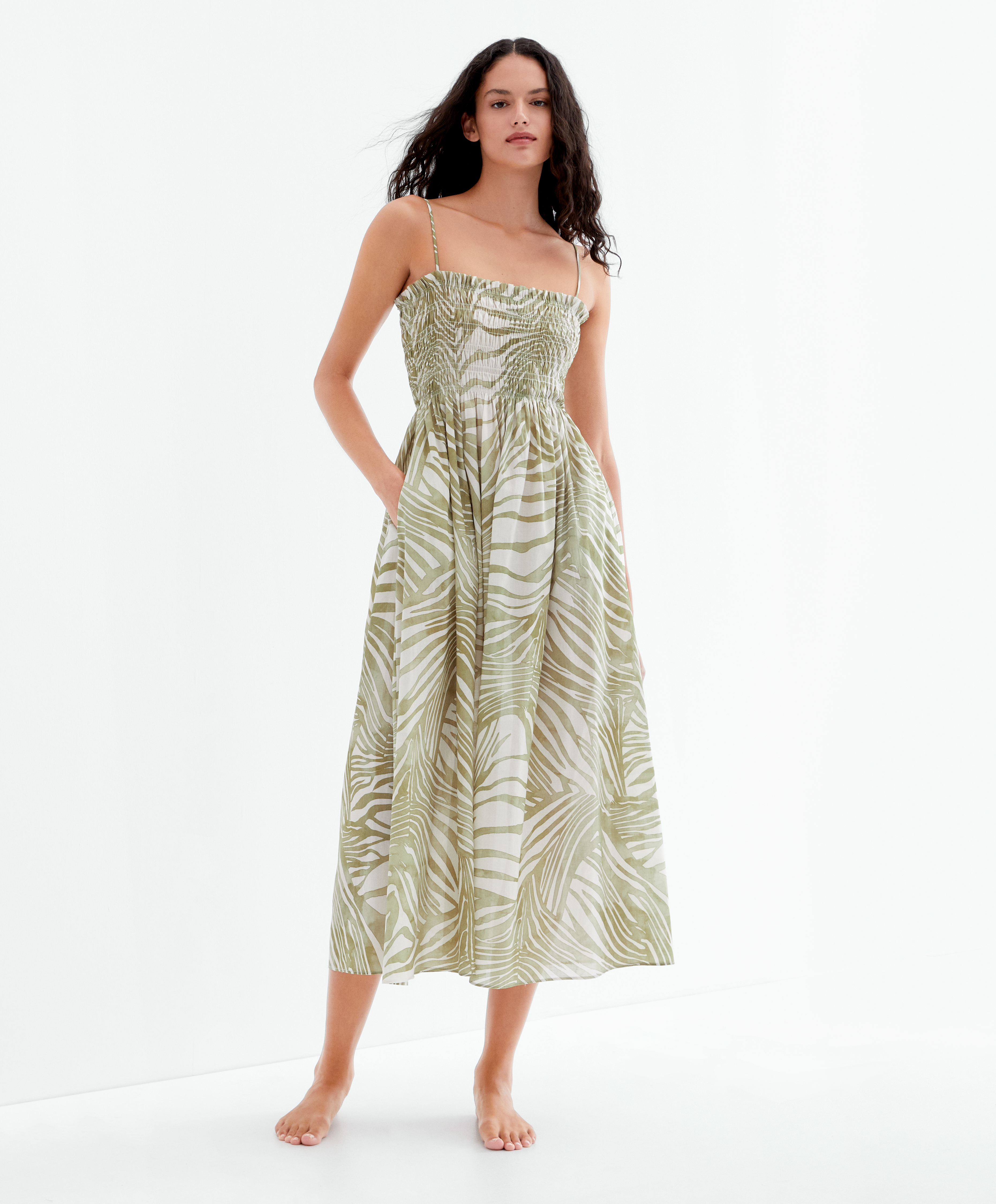 Vestido midi tirantes 100 algod n estampado