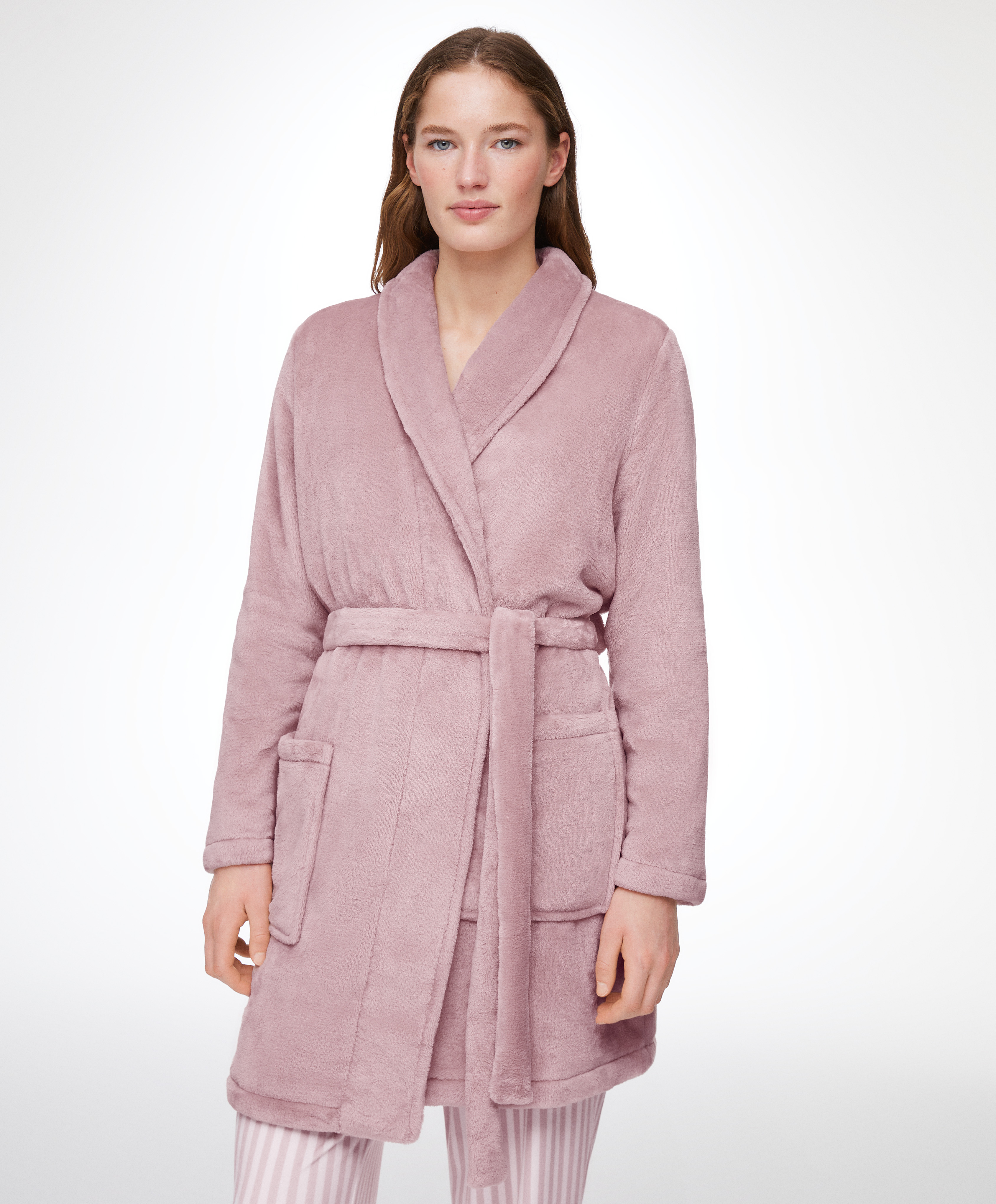 Soft touch fleece short dressing gown