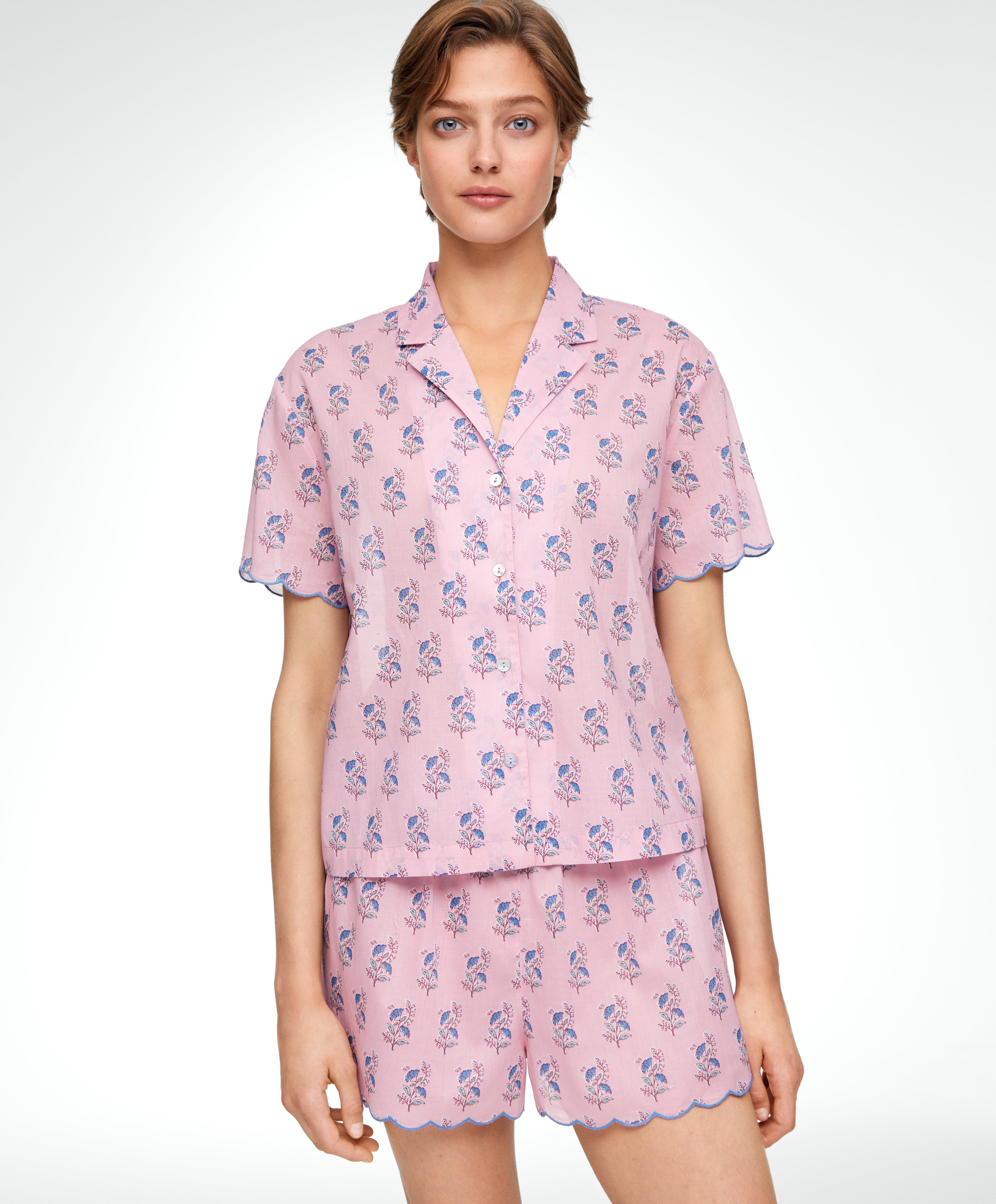 Psychiatry plus Medical malpractice Floral motif 100% cotton short-sleeved shirt | OYSHO Andorra