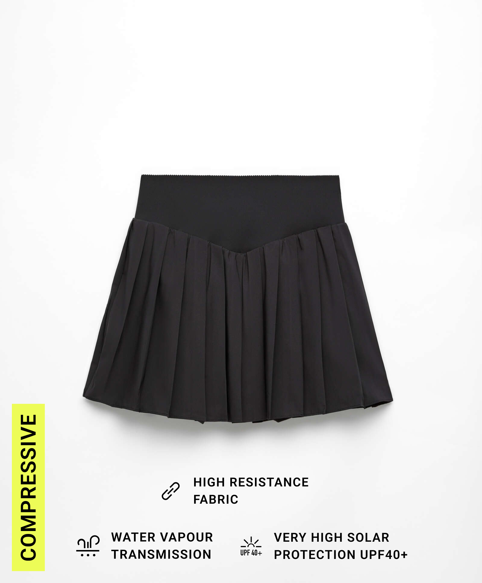 V-cut pleated compressive skirt
