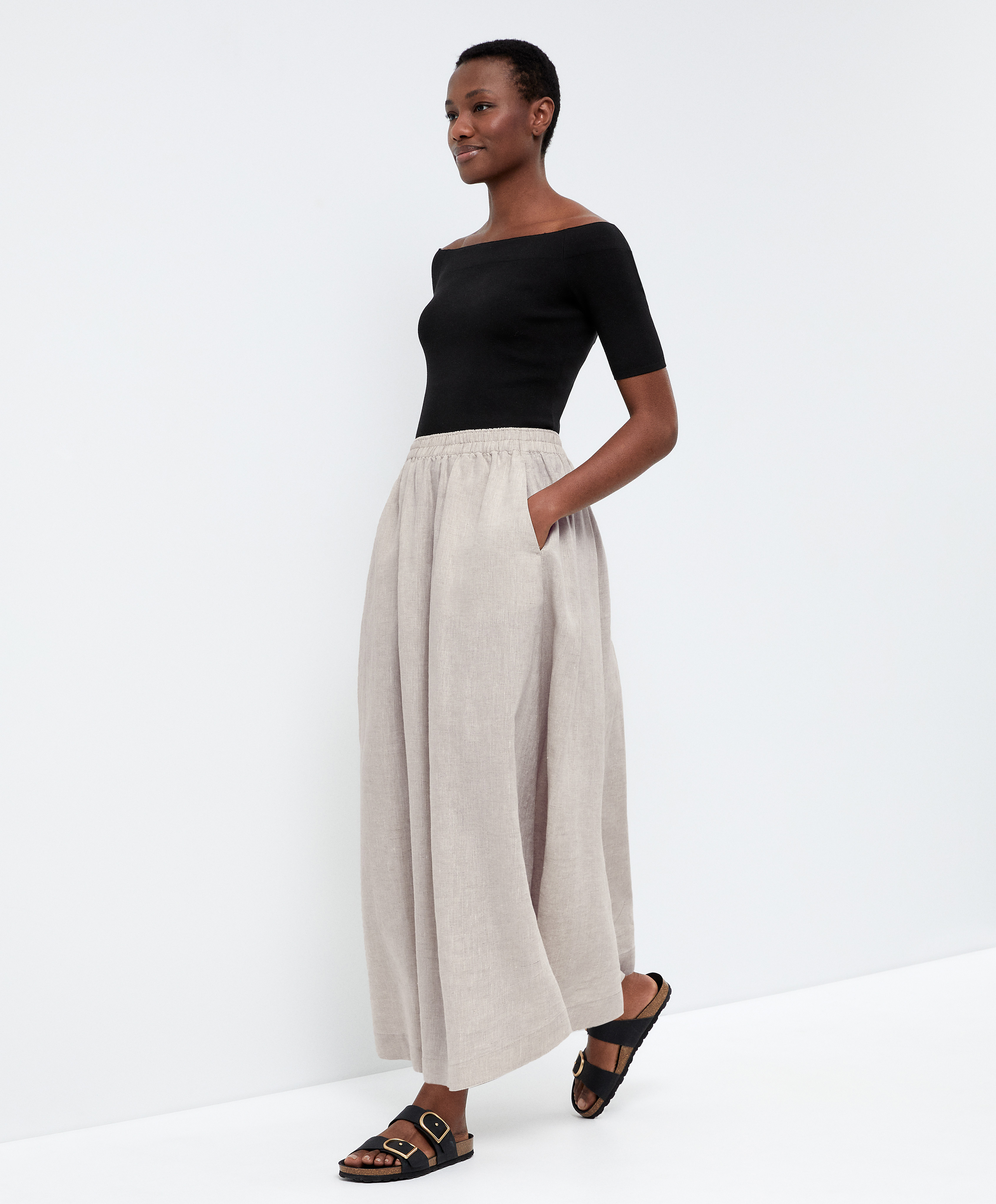 Grey linen outlet skirt