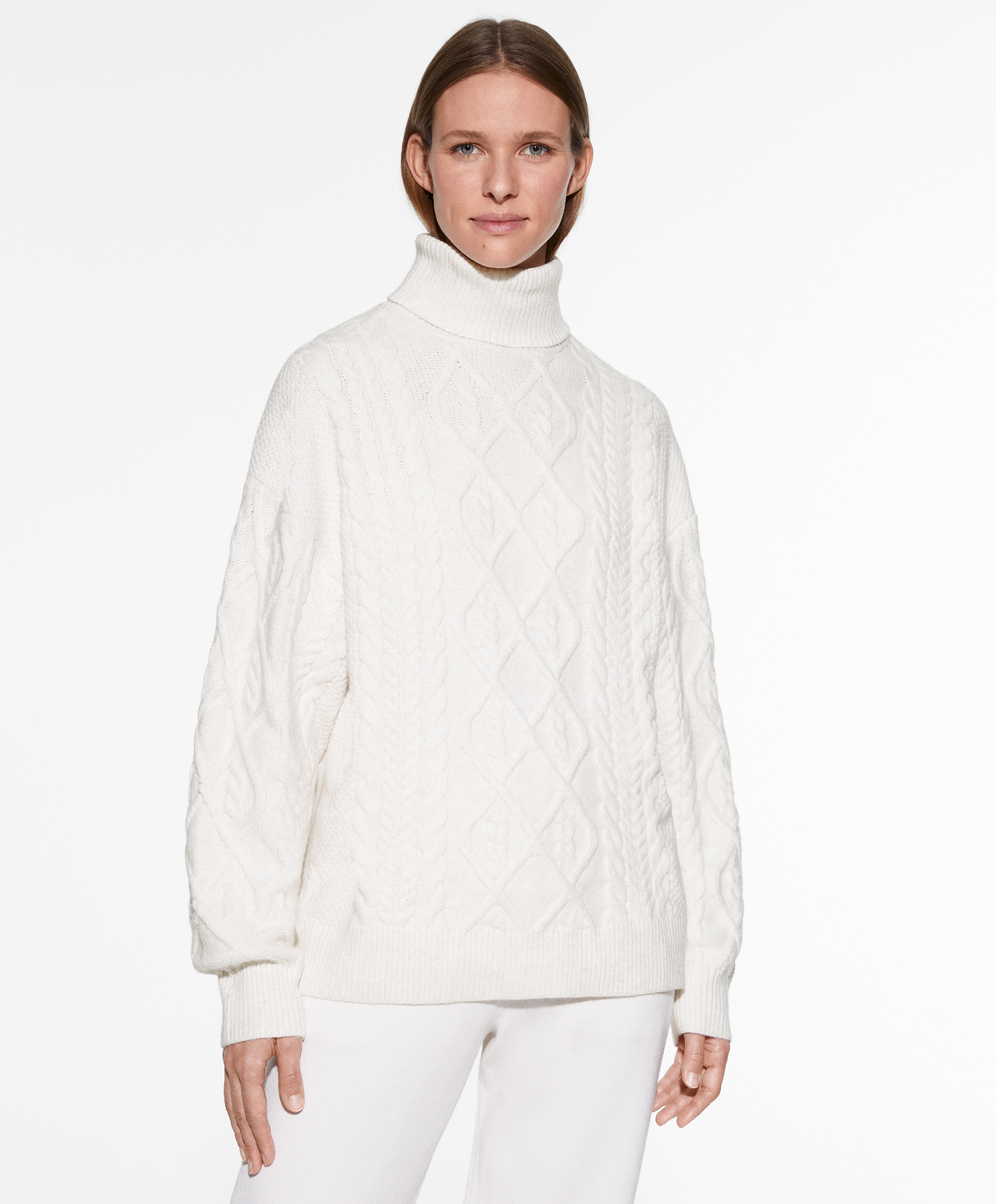 High neck shop cable knit jumper