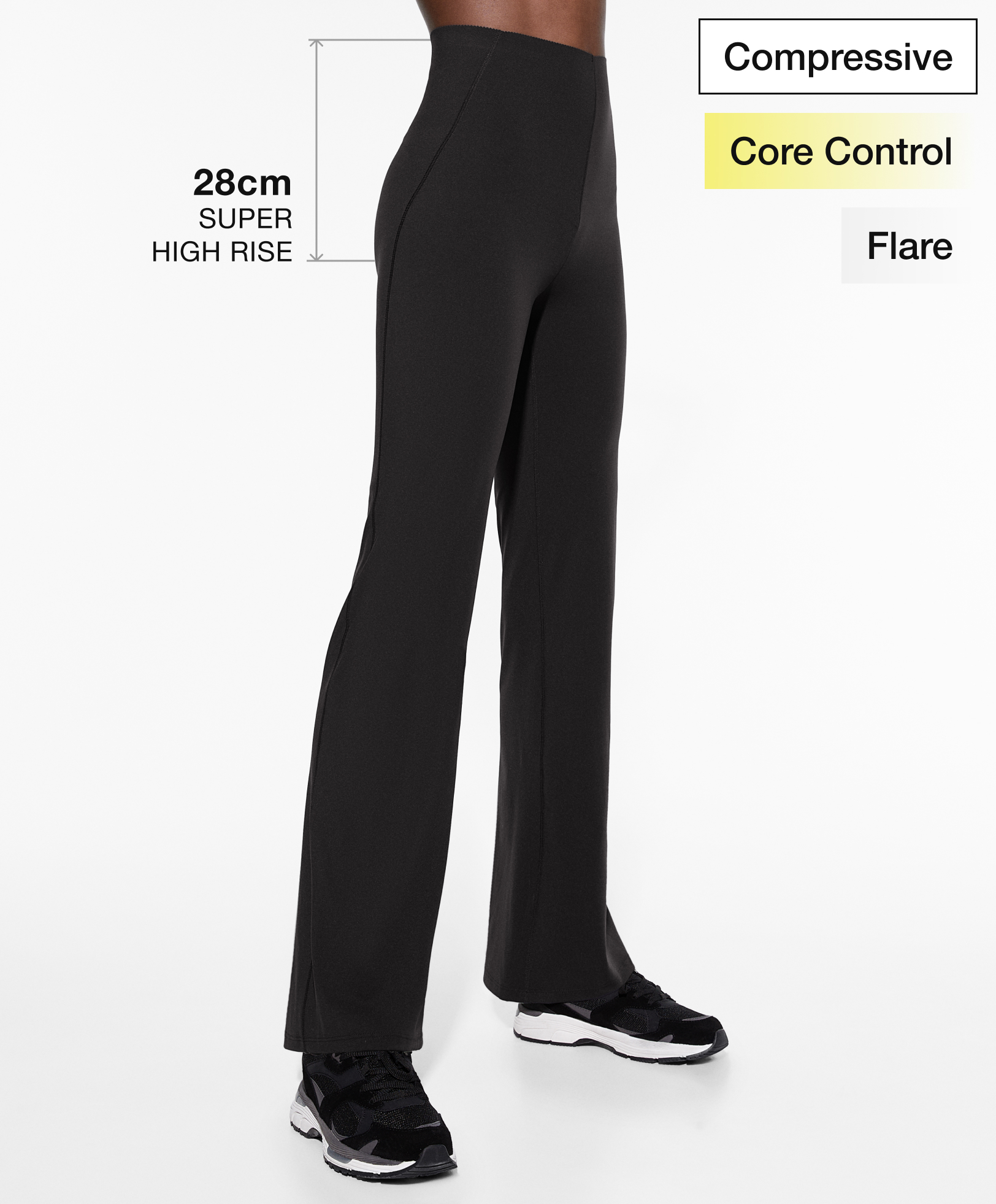 Core Control Compressive super-high-rise flare trousers