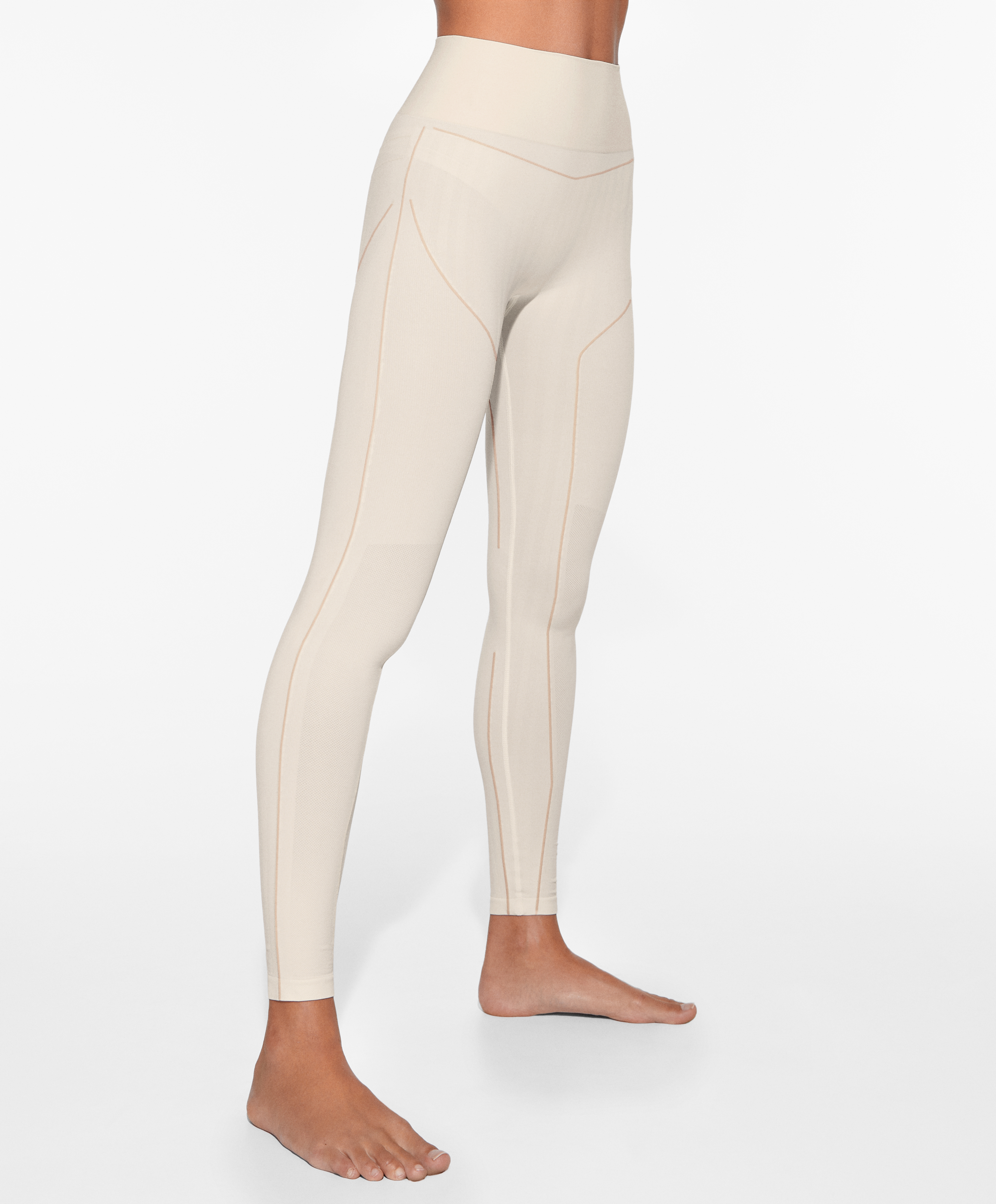 Lyra Beige Cotton Ankle Length Leggings