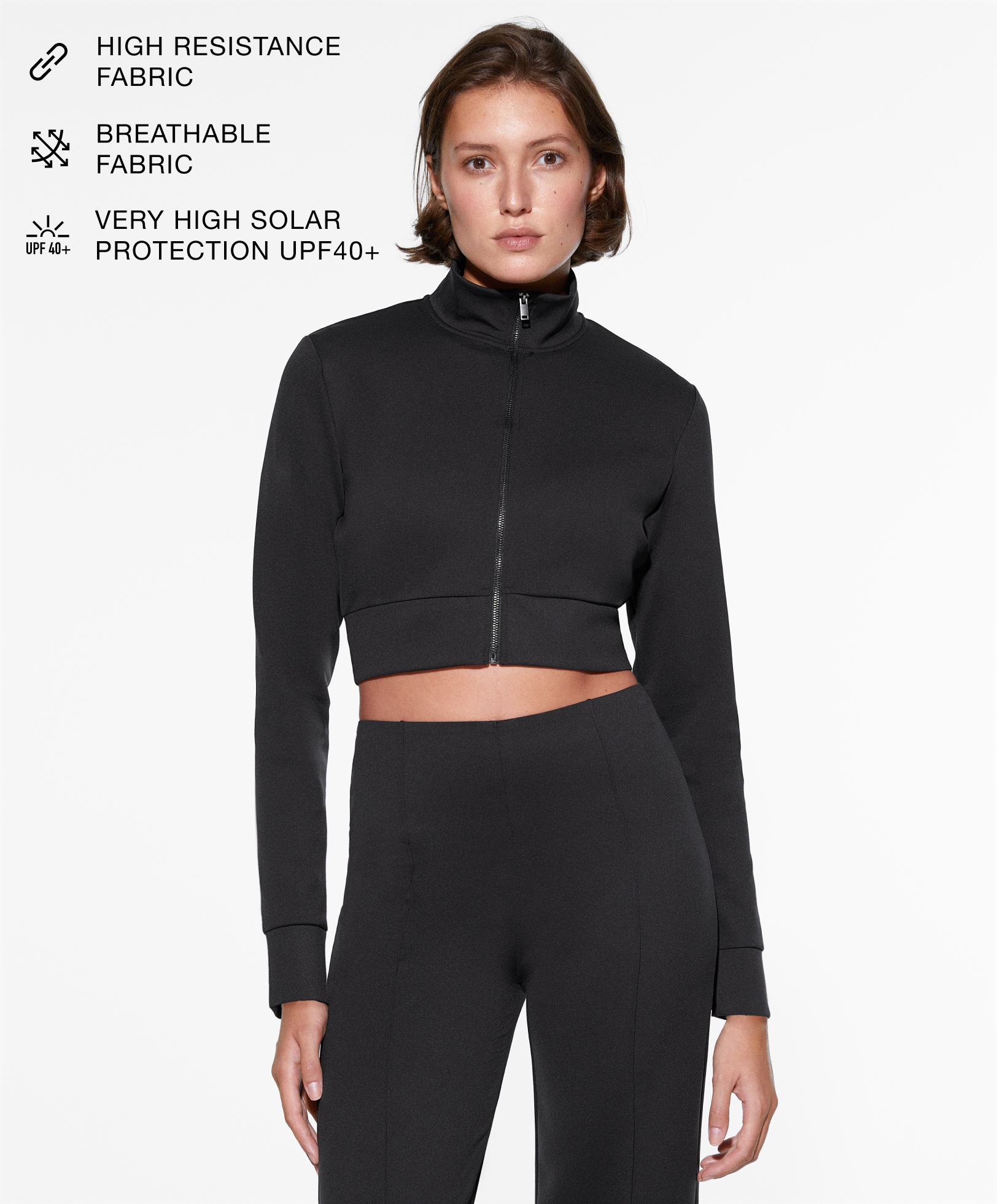 Neoprene-effect crop jacket