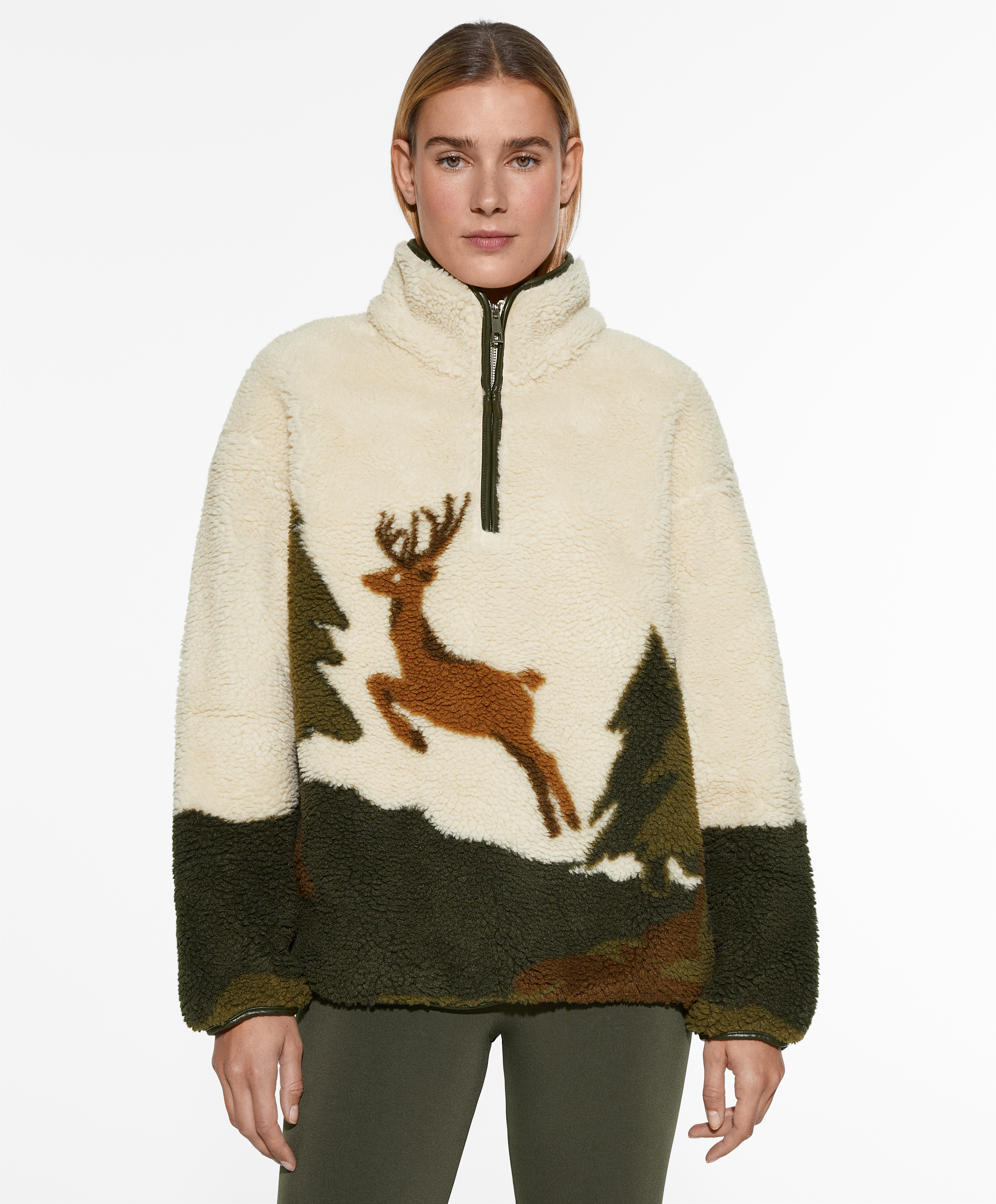 Deer faux shearling sweatshirt