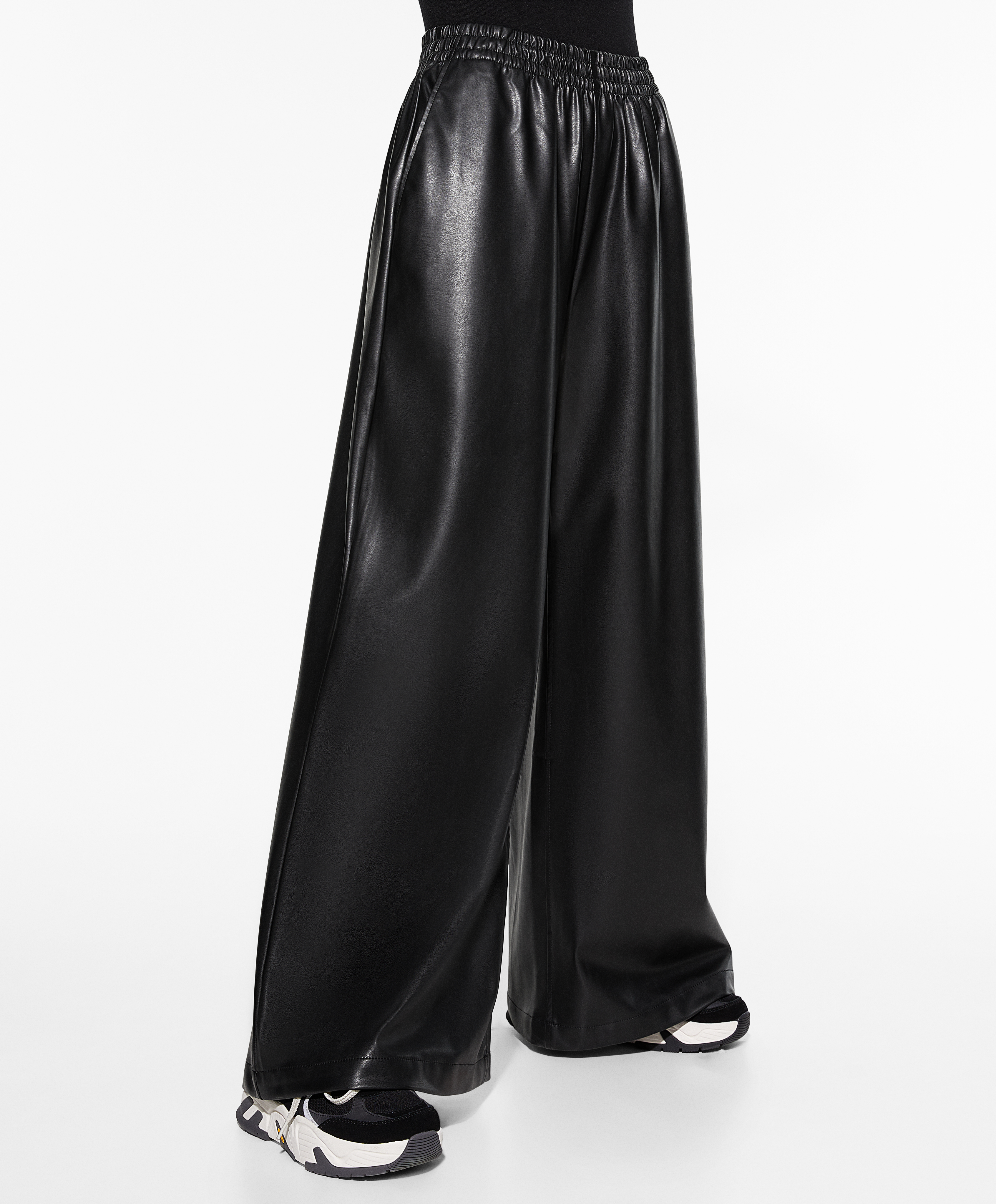 Leather-effect oversize trousers