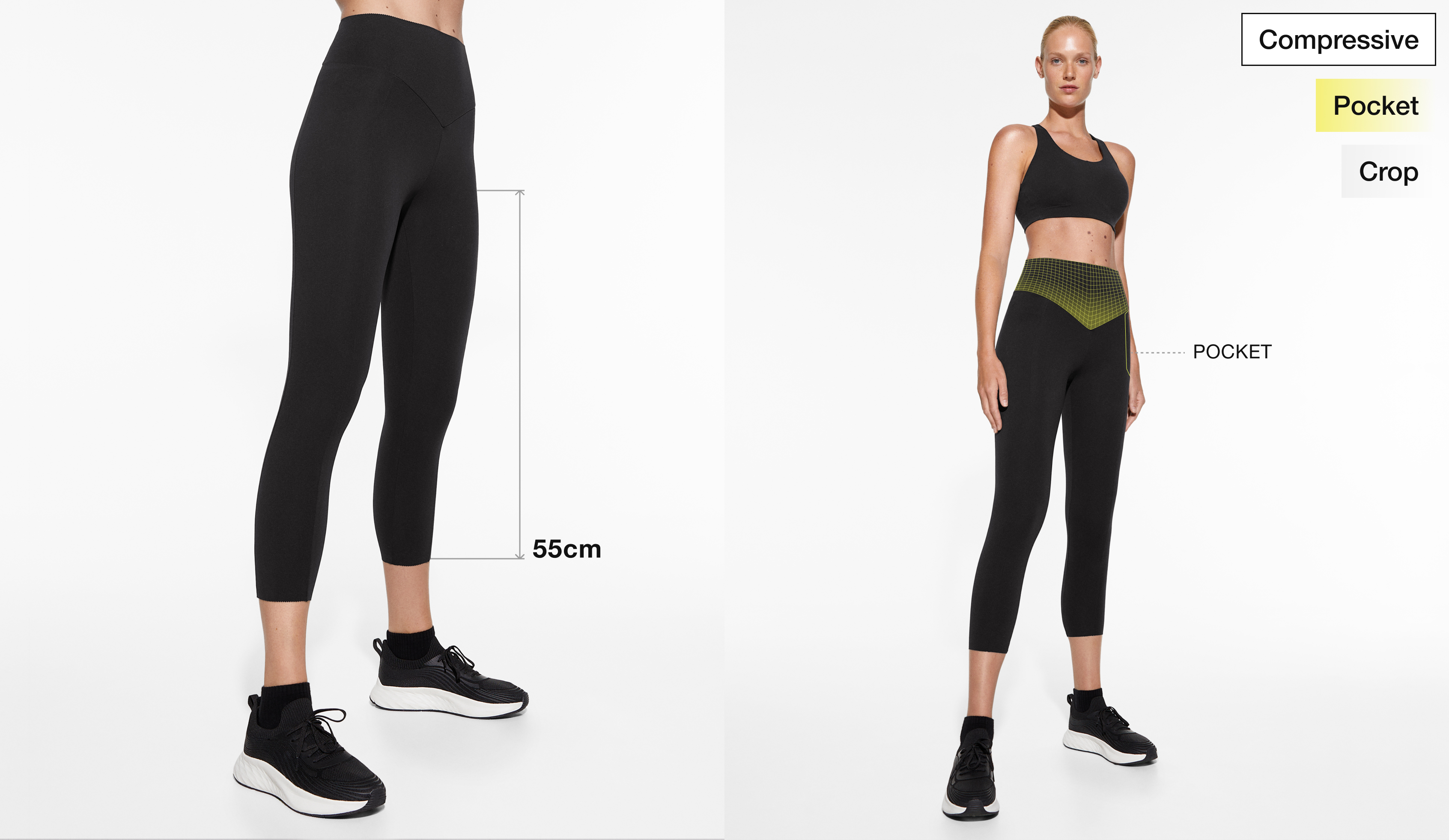 Compressive crop wielrenlegging met pocket 55 cm
