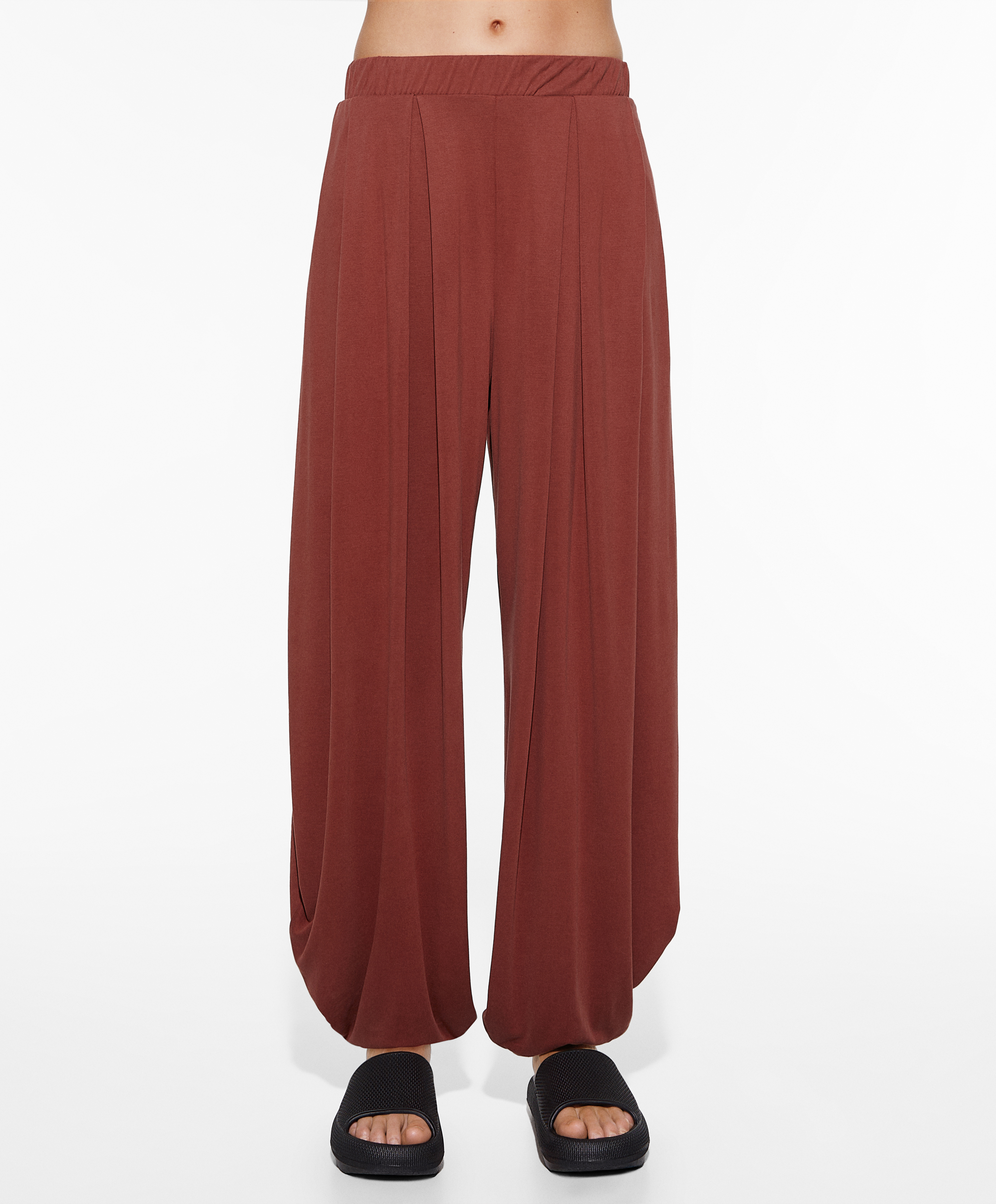 Wide-leg draped modal trousers