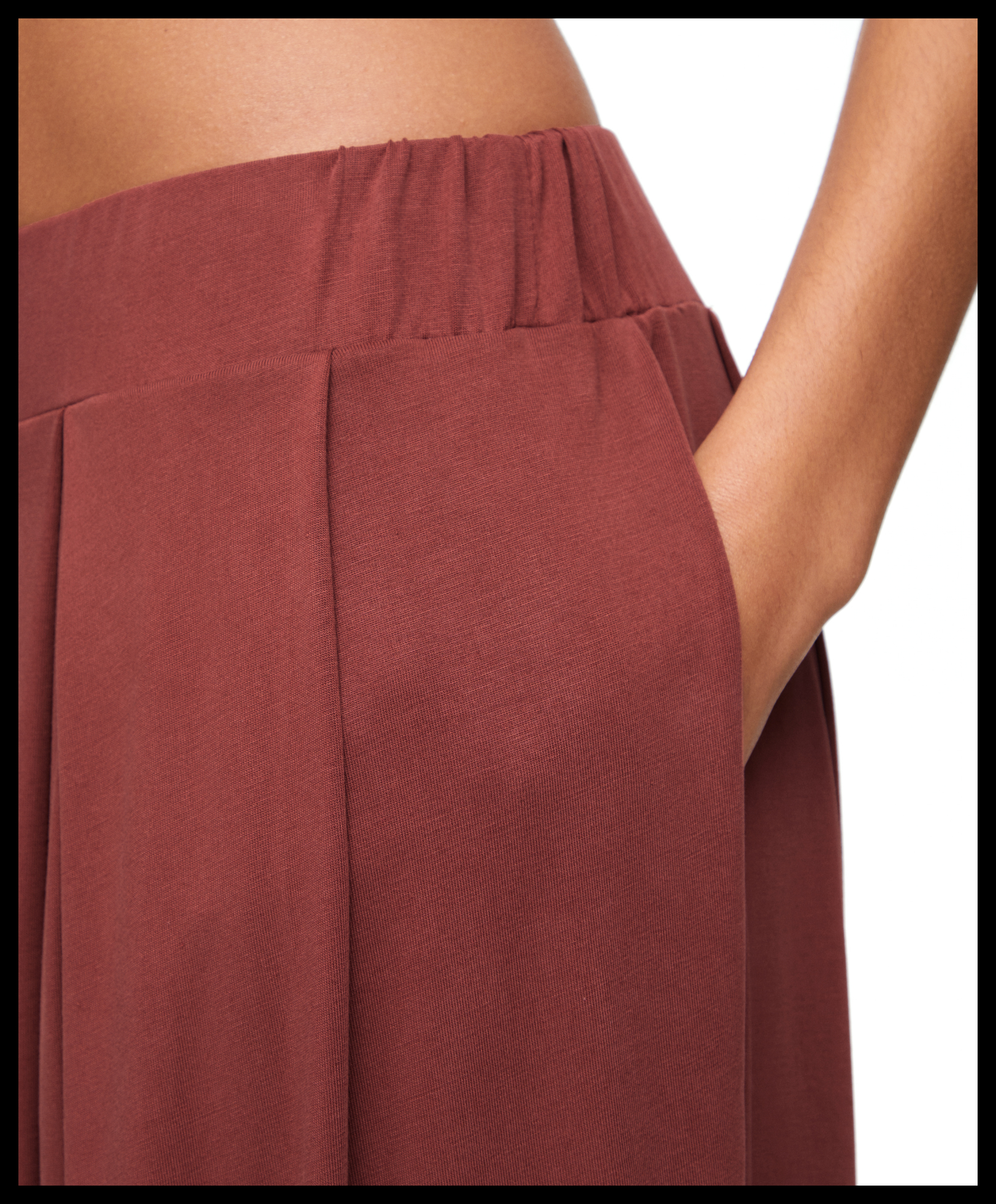 Wide-leg draped modal trousers