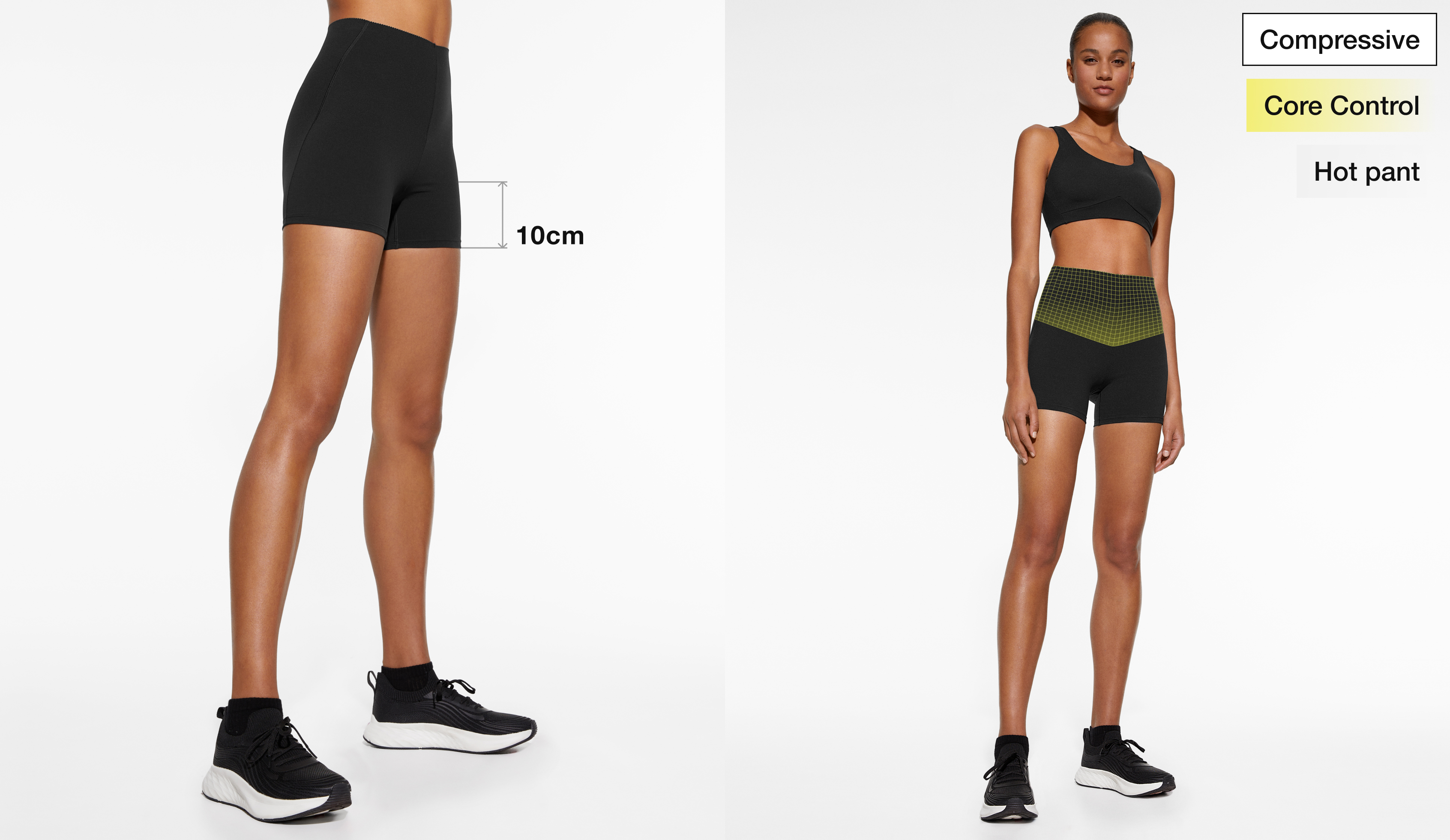 Compressive core control hotpants 10 cm