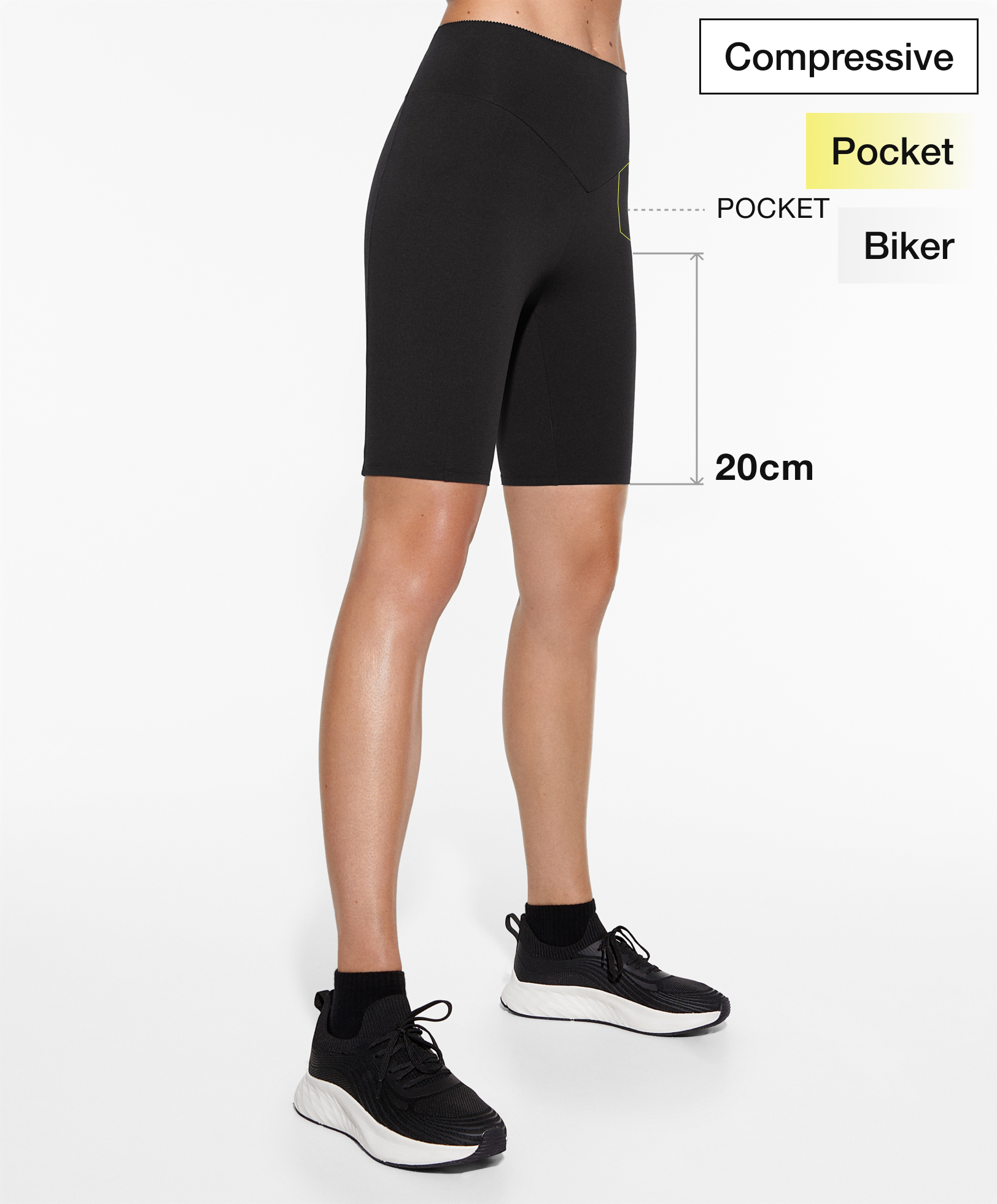 Legging cycliste compressive pocket 20 cm