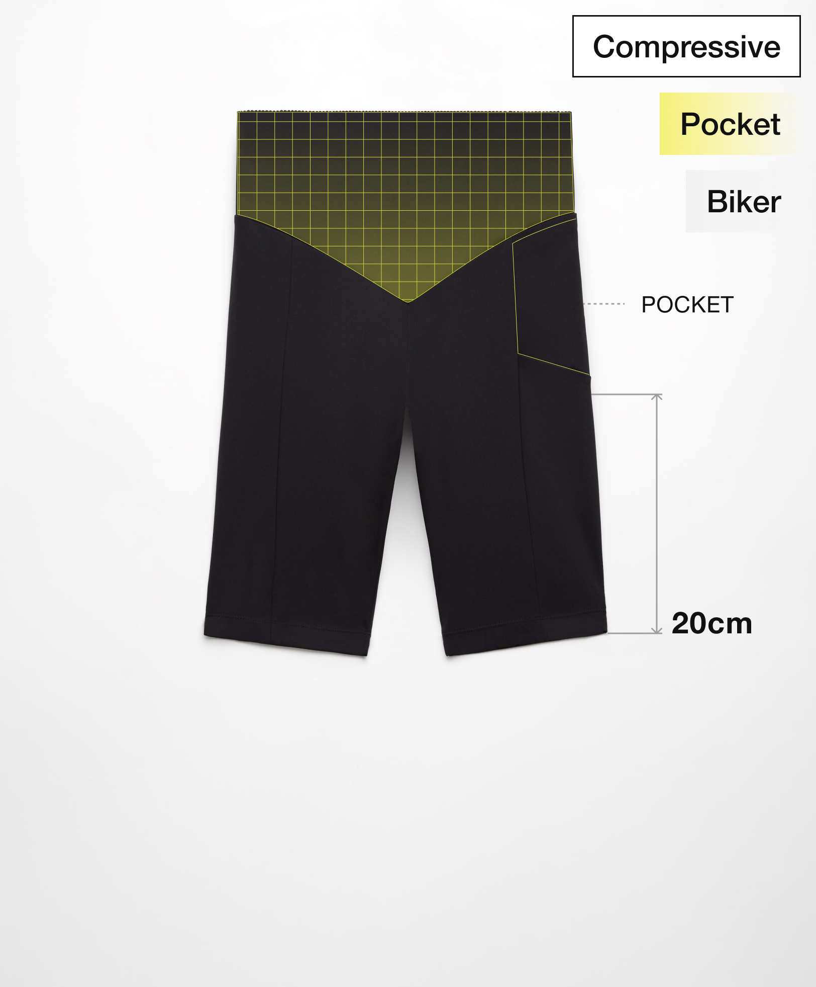 Compressive wielrenlegging met pocket 20 cm