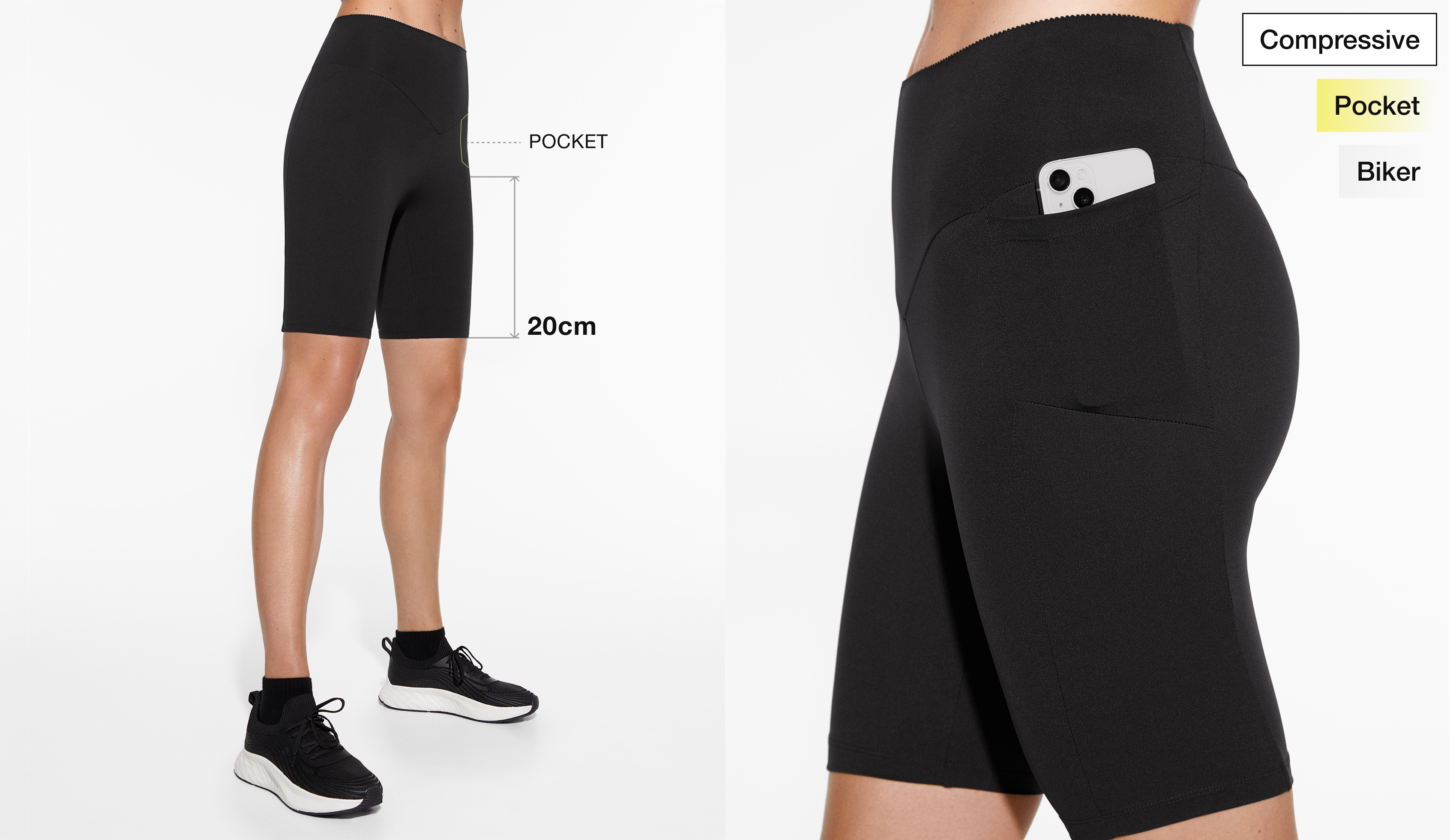 Compressive pocket 20cm cycle leggings