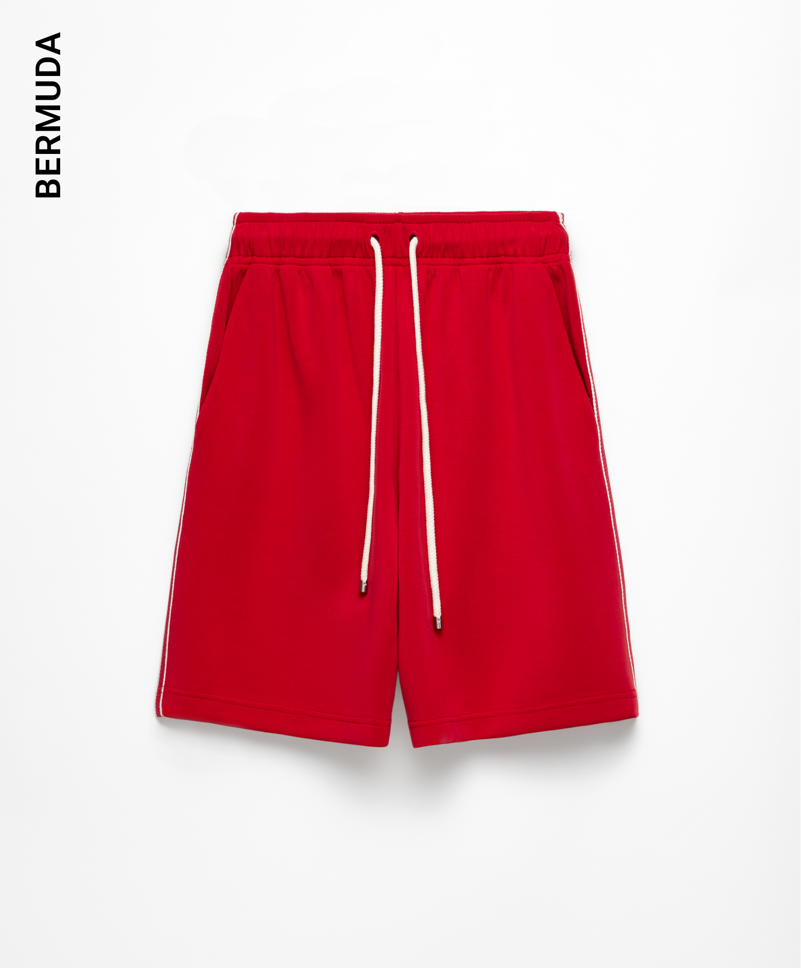 Striped soft touch modal Bermuda shorts