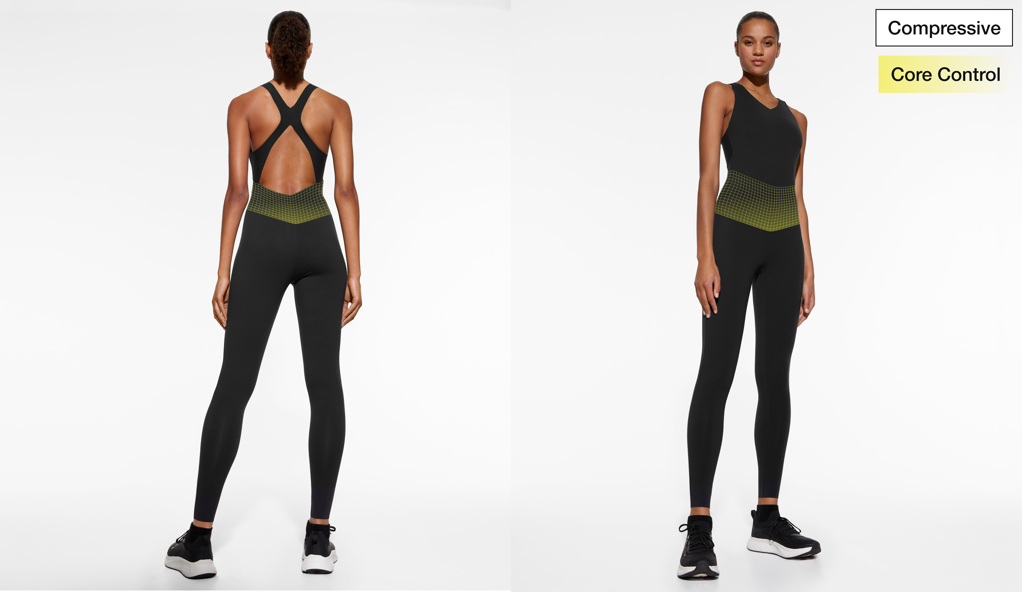 Core control compressive jumpsuit