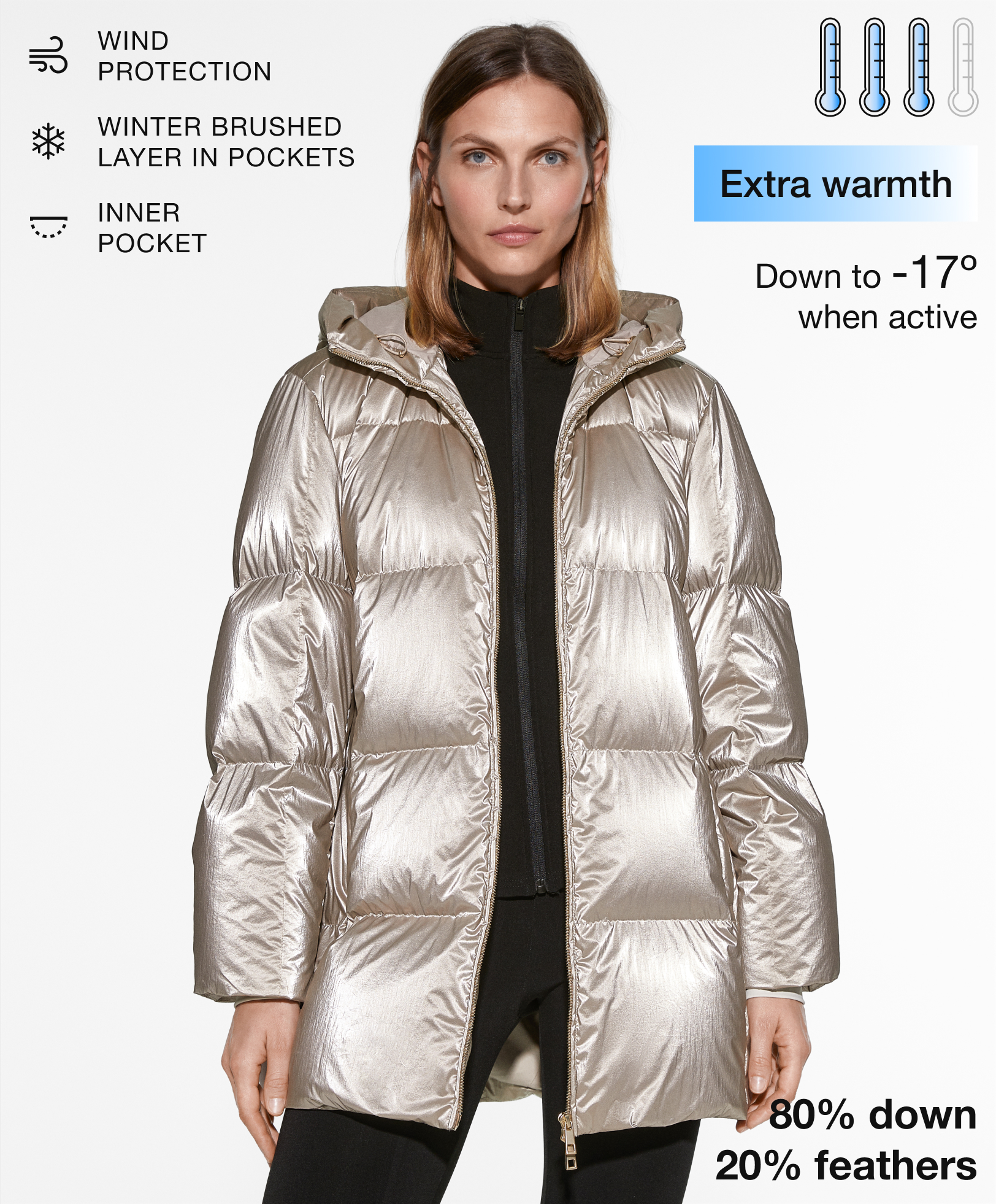 Water-repellent feather-padded jacket