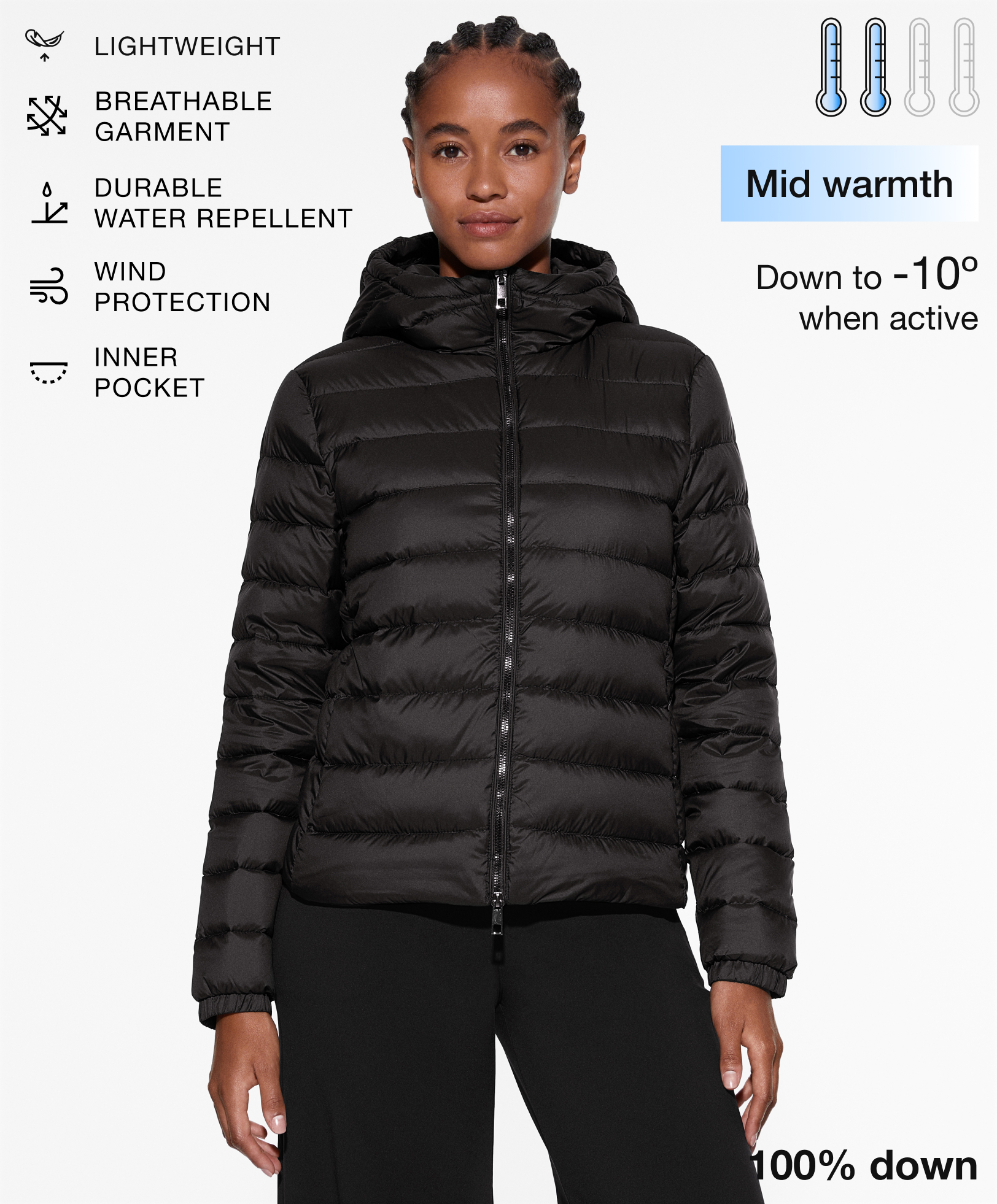 Ultralight waterafstotend jasje met 100% dons