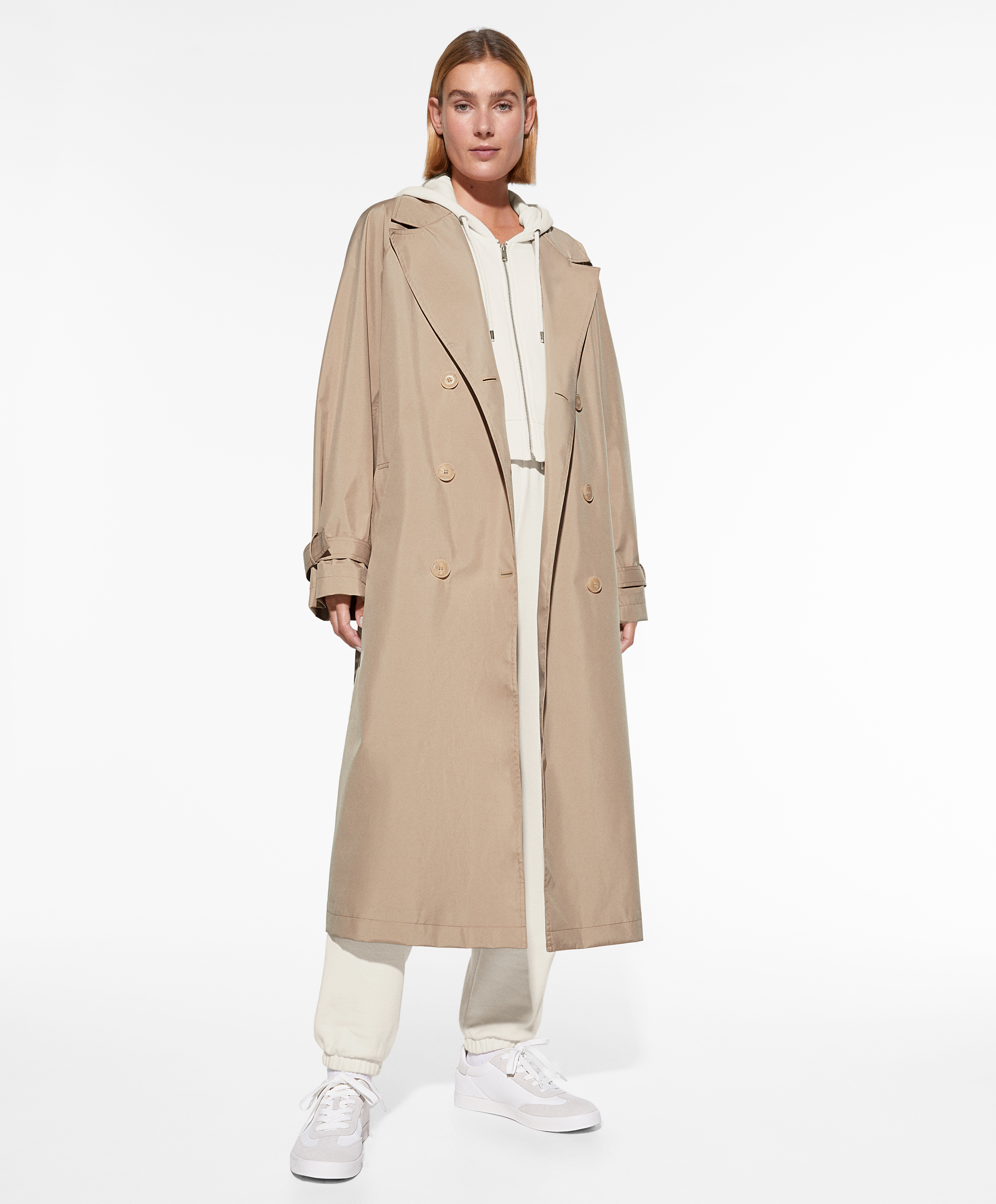 10k water-resistant midi trench coat