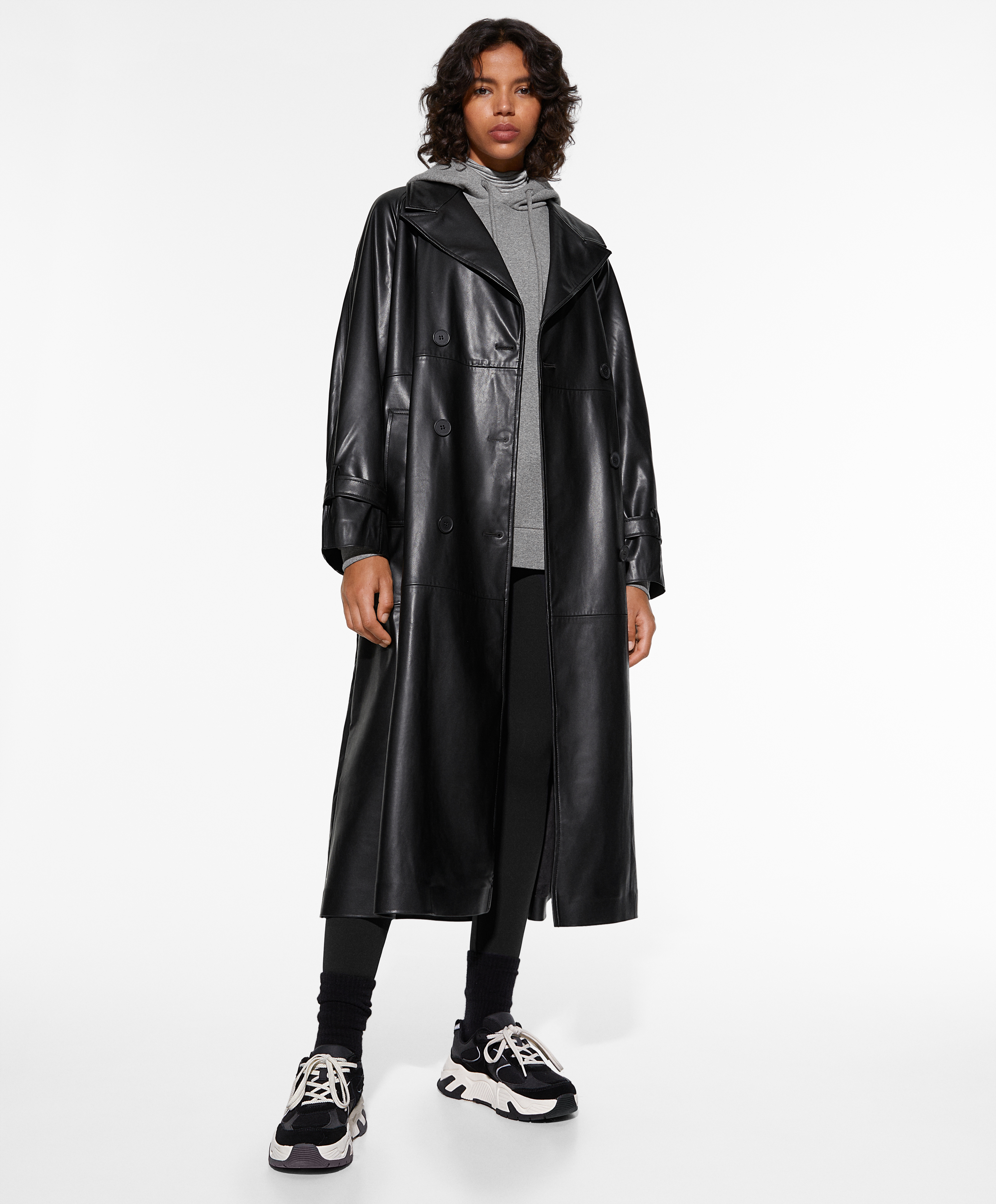 Long faux leather trench coat | OYSHO United States