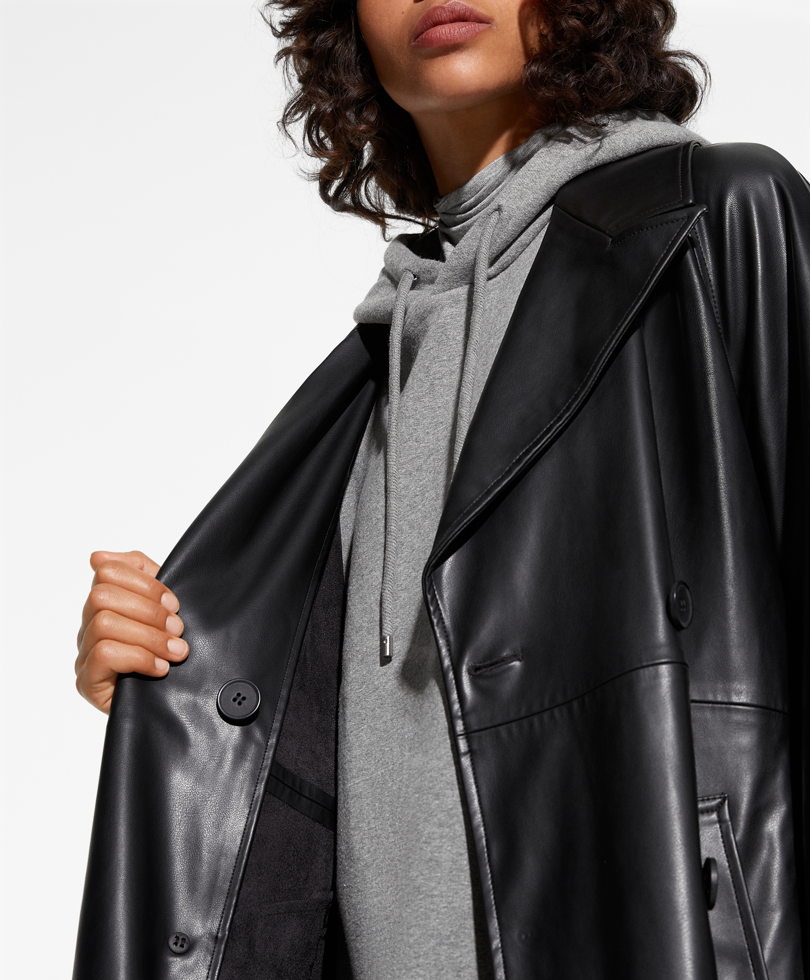 Quilted leather sales trench coat