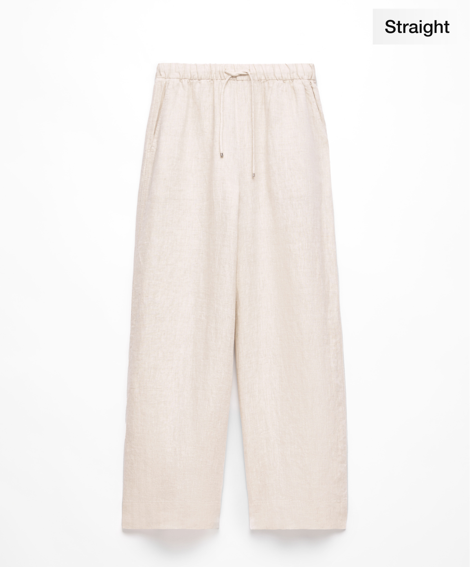 100% linen wide straight-leg trousers