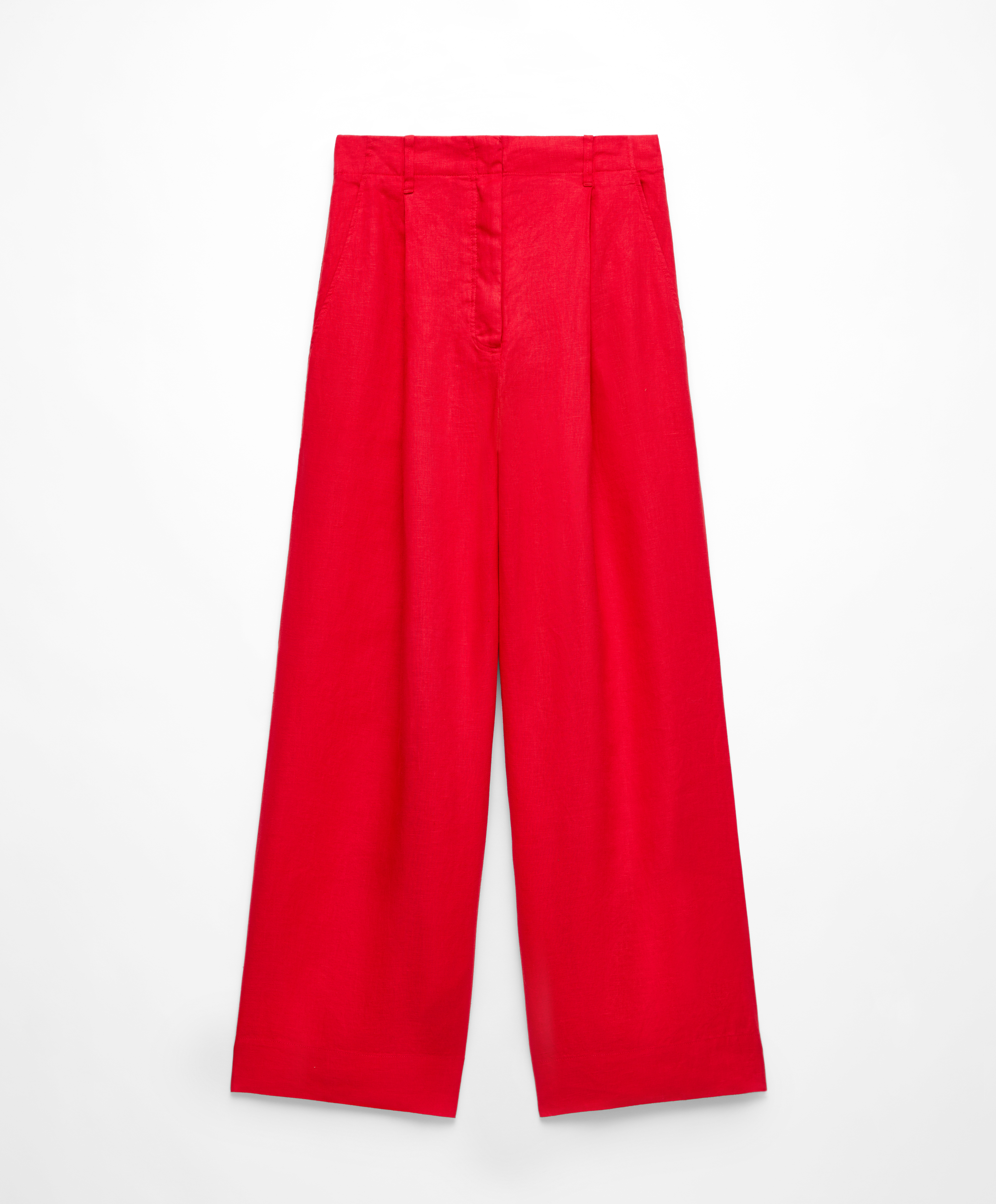 100% linen wide-leg trousers