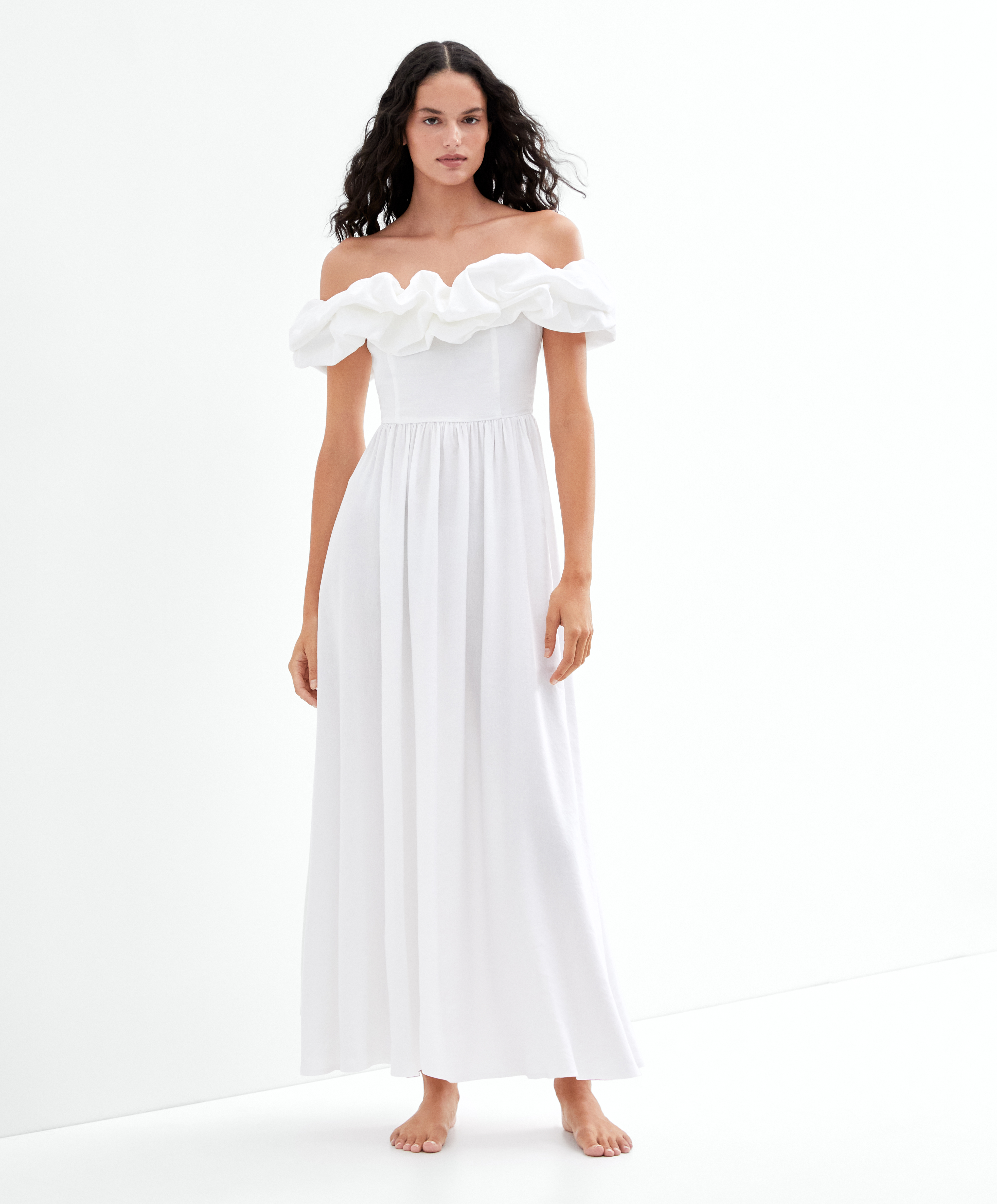 White off the 2025 shoulder floor length dress