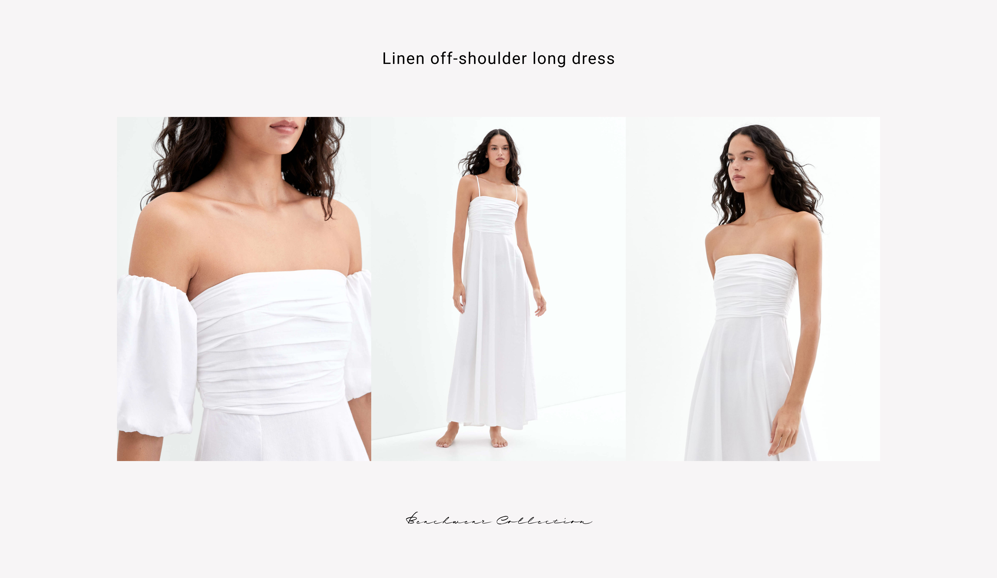 Lange off shoulder-jurk van linnen die op verschillende manieren gedragen kan worden