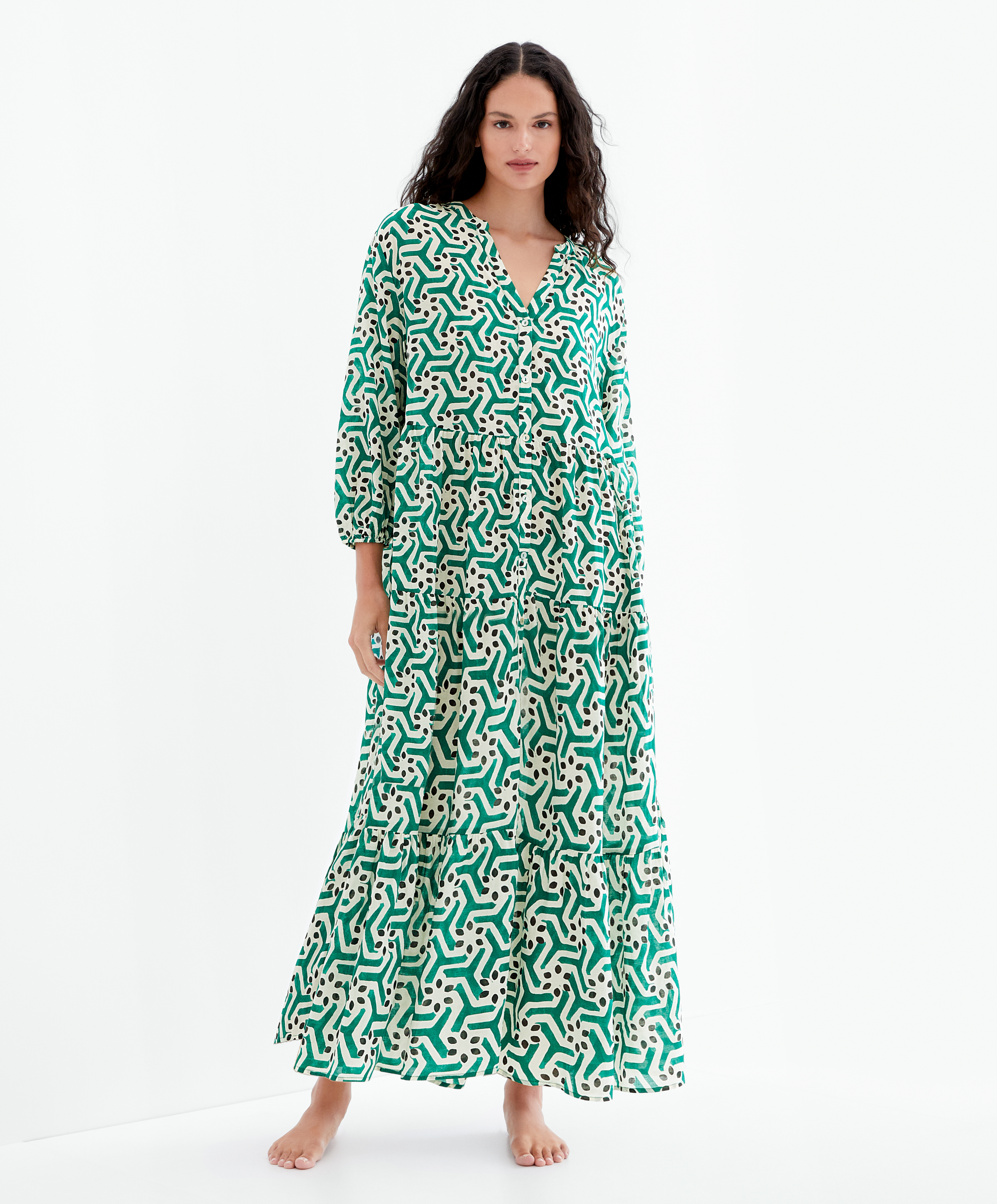 Robe tunique imprim e avec coton