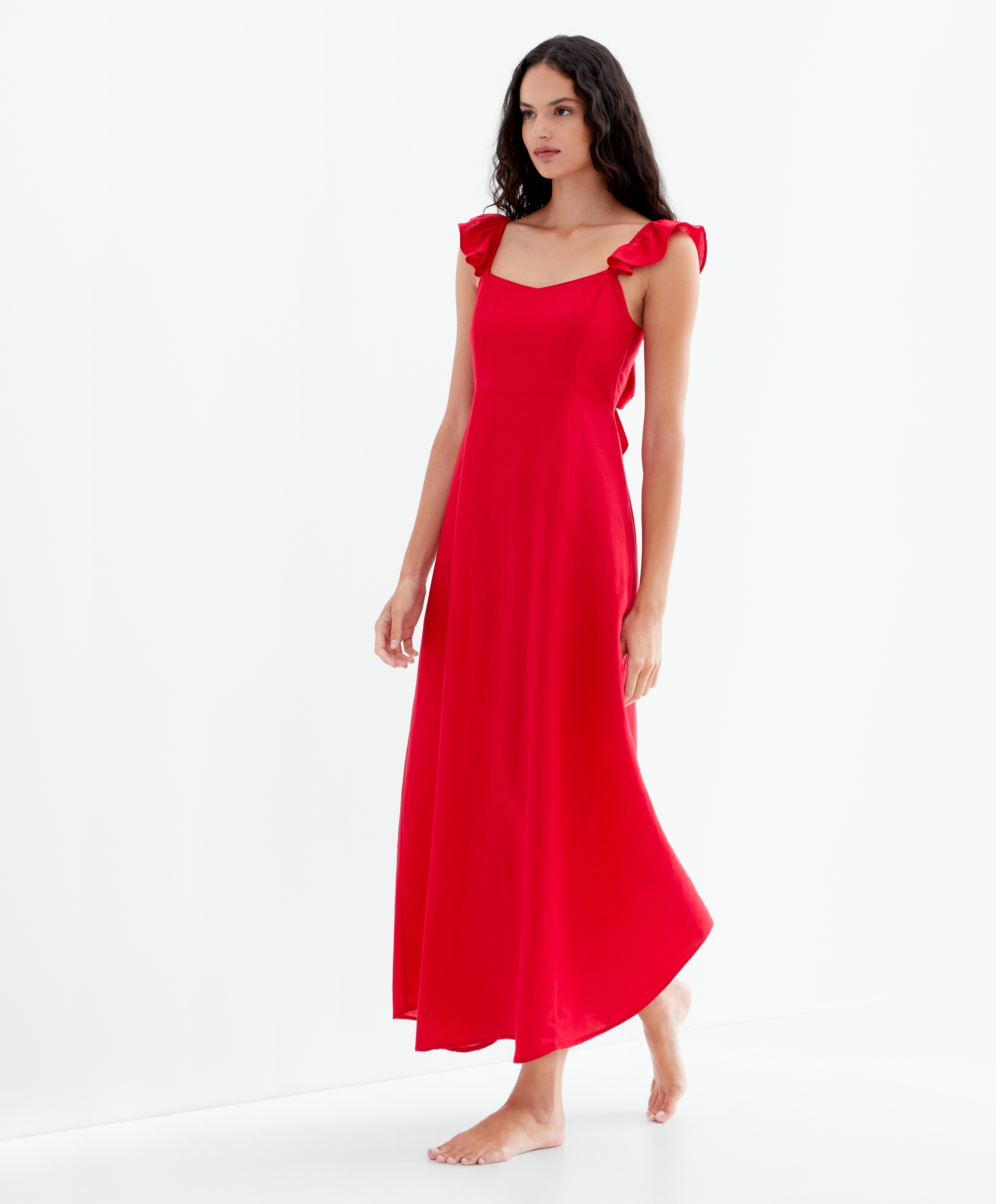 Long strappy linen dress