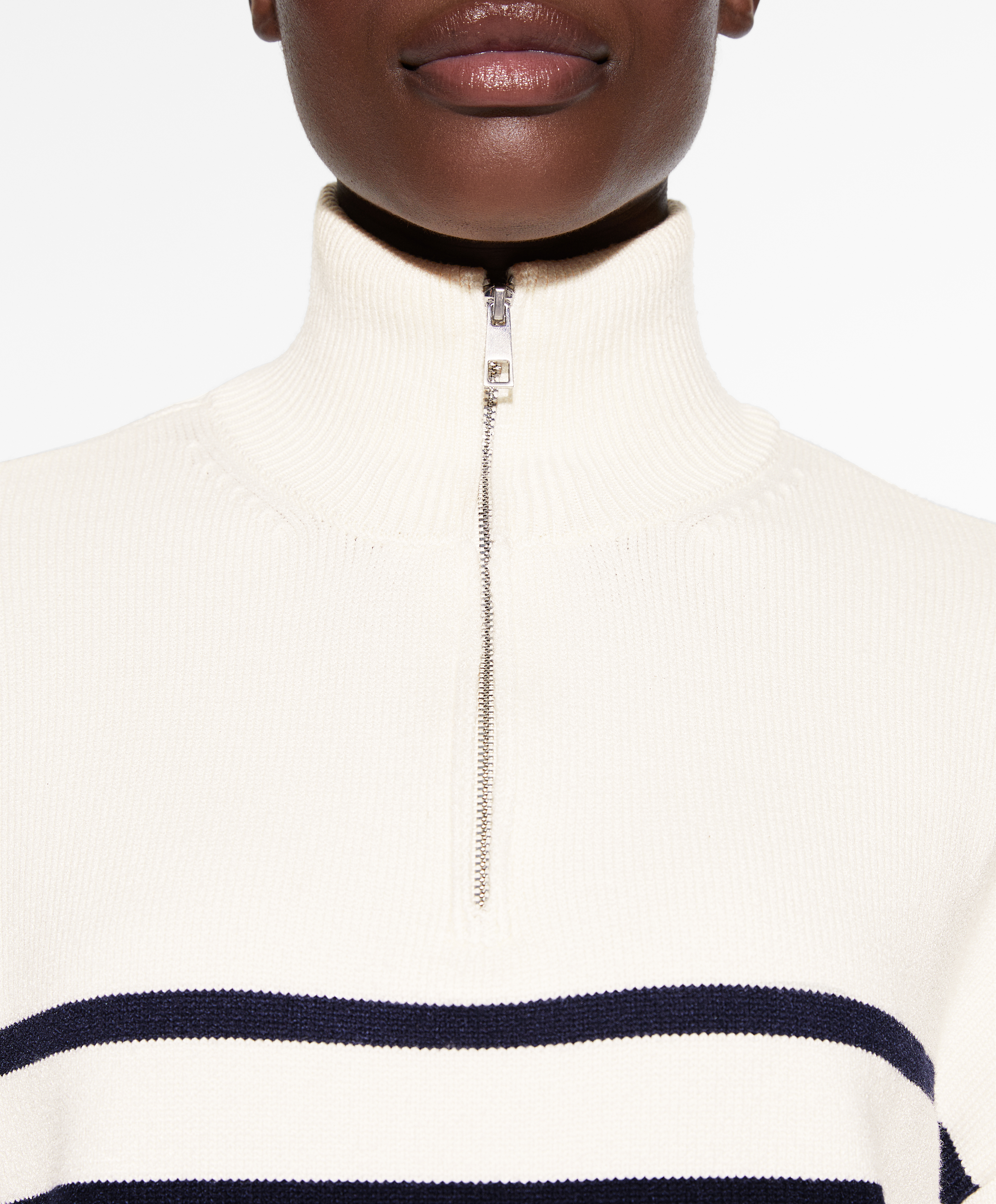 Striped knit jumper with high neck | OYSHO Indonesia