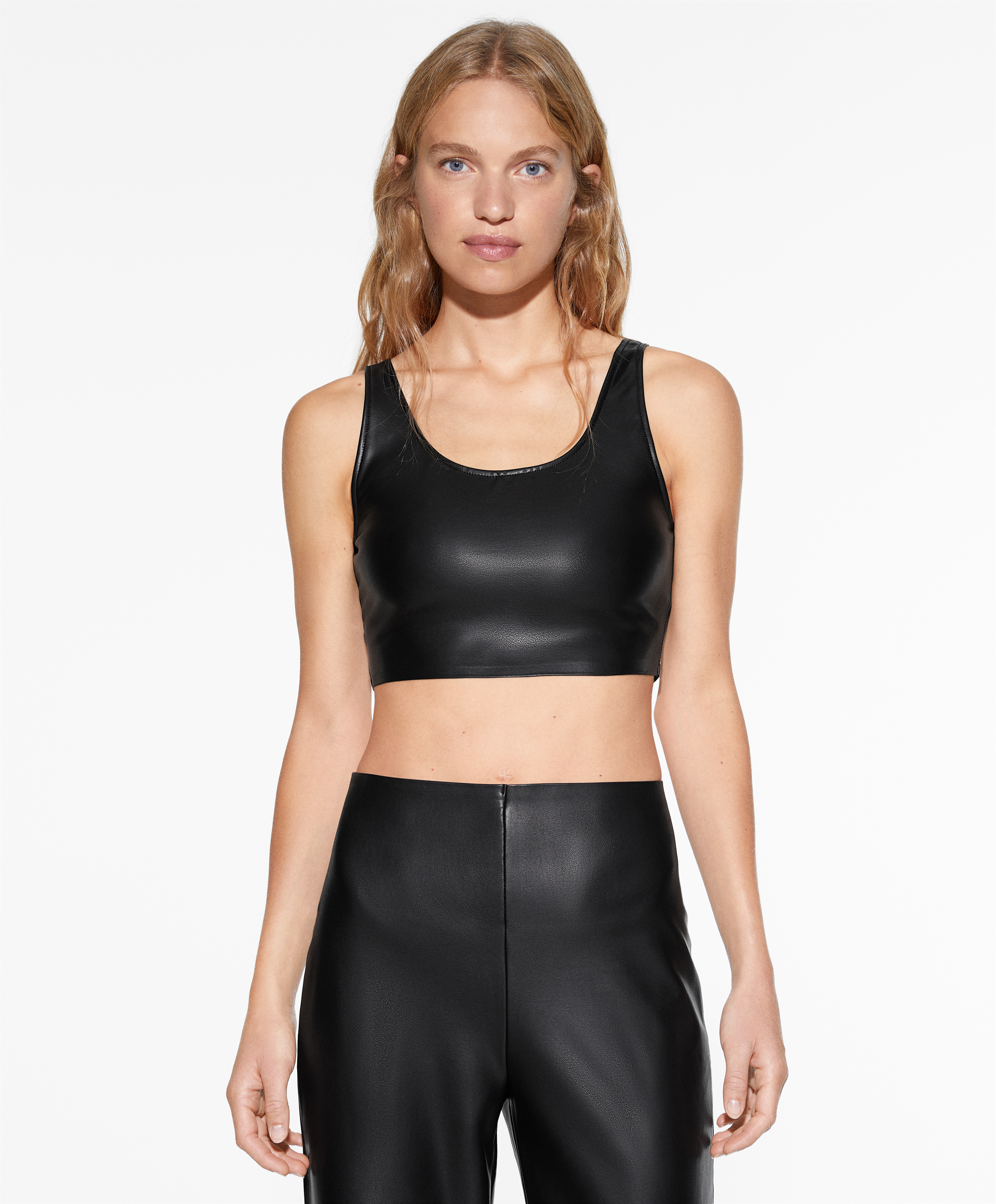 Faux leather top
