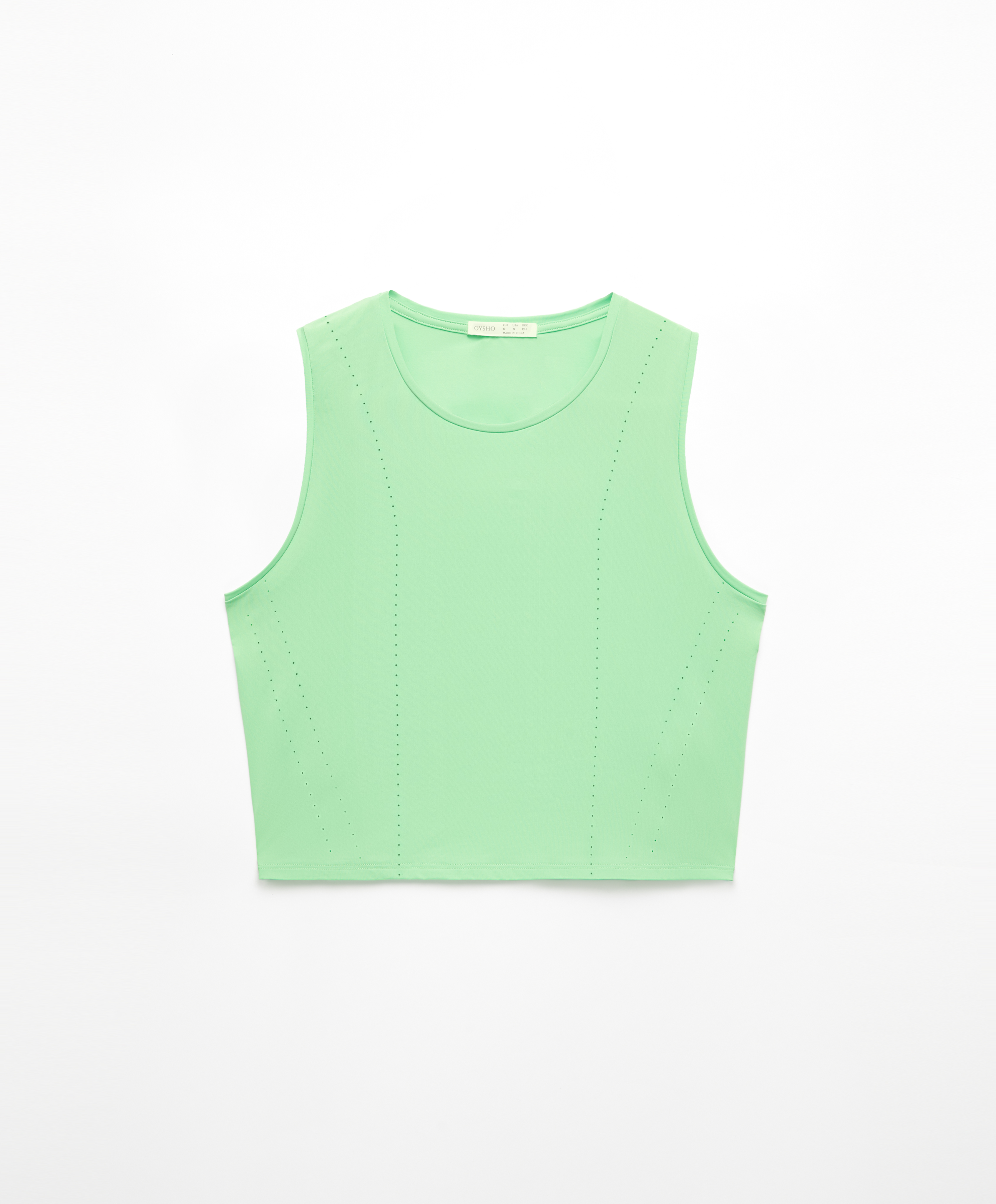 OYSHO CROPPED MICROPERFORATED TECHNICAL SLEEVELESS - Top - light green 