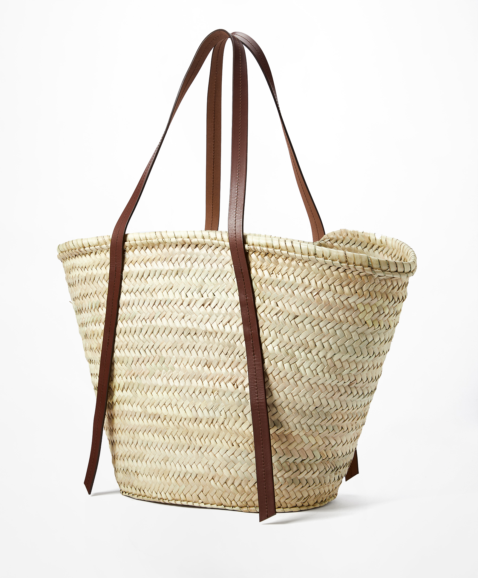 Leather handle basket