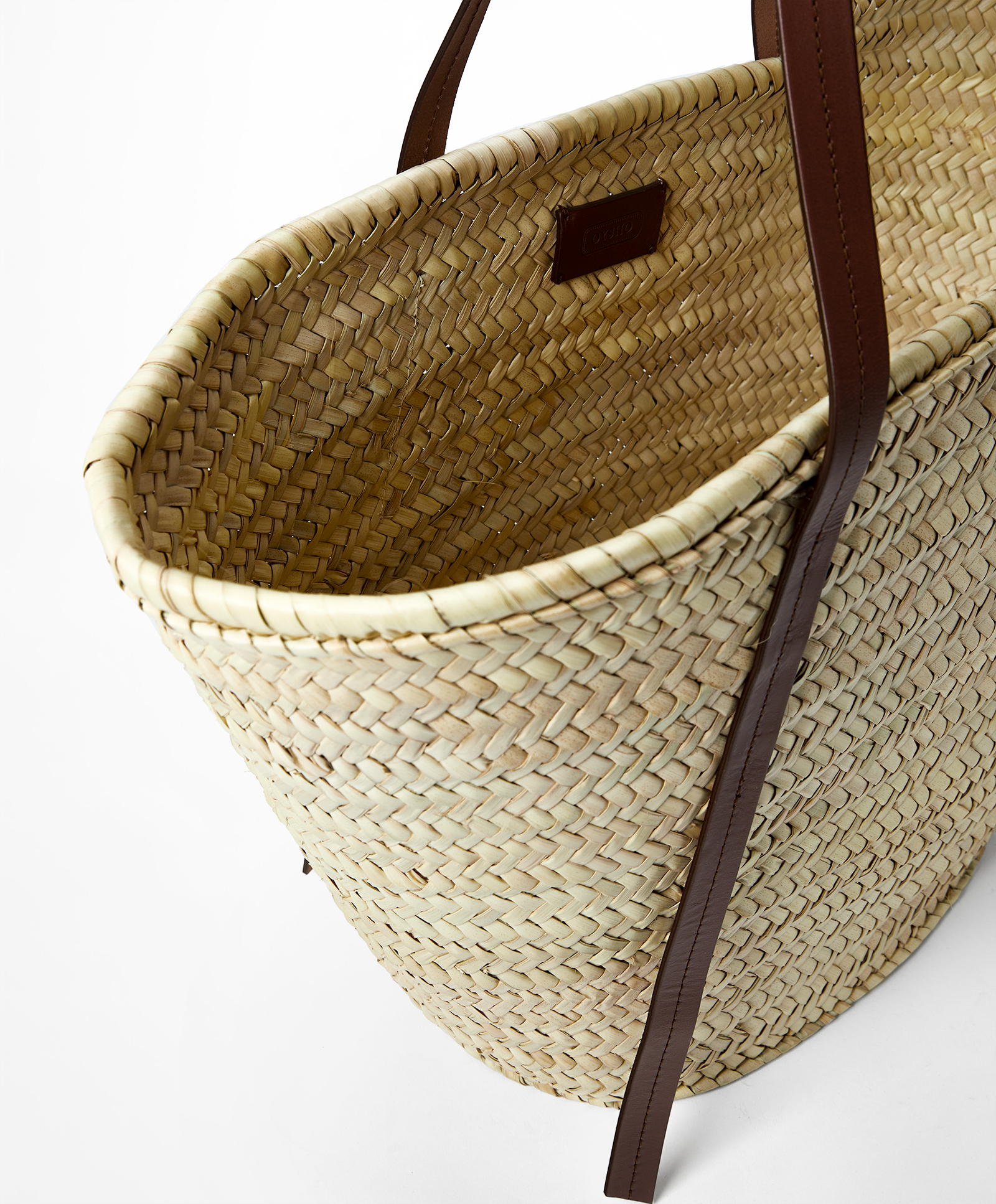 Leather handle basket
