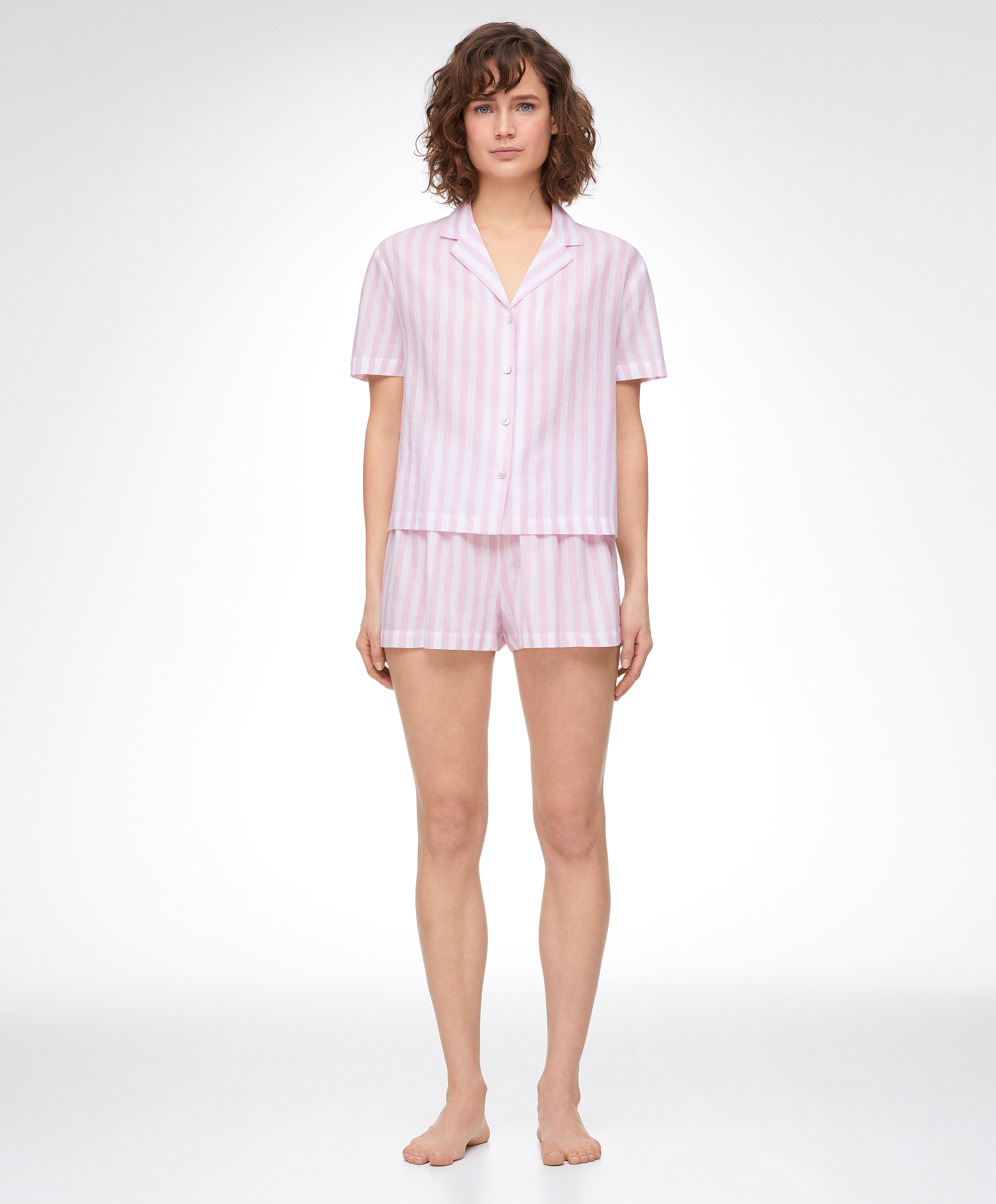 Conjunto pijama algodón corto rayas