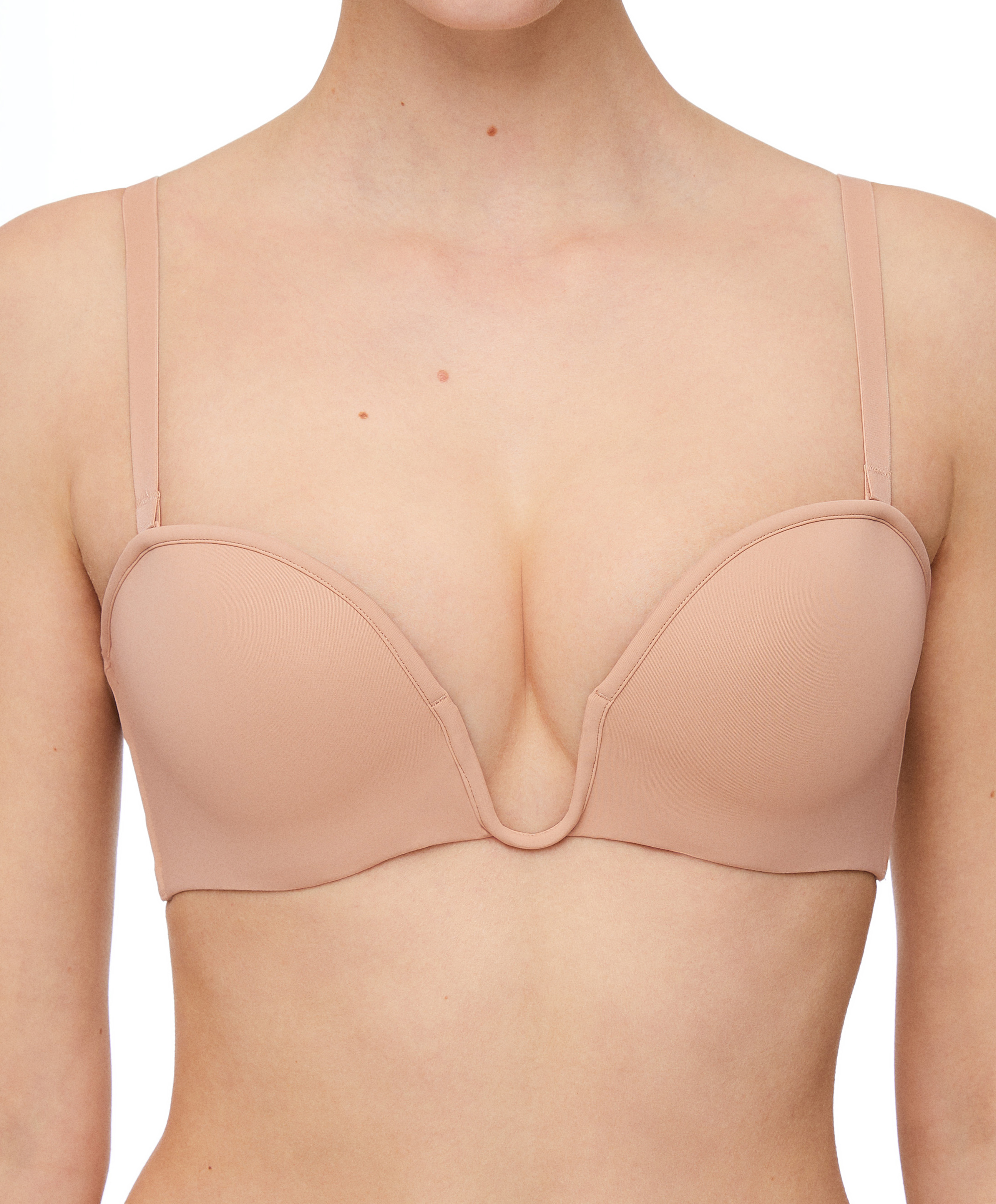 “U”-neck removable straps bra