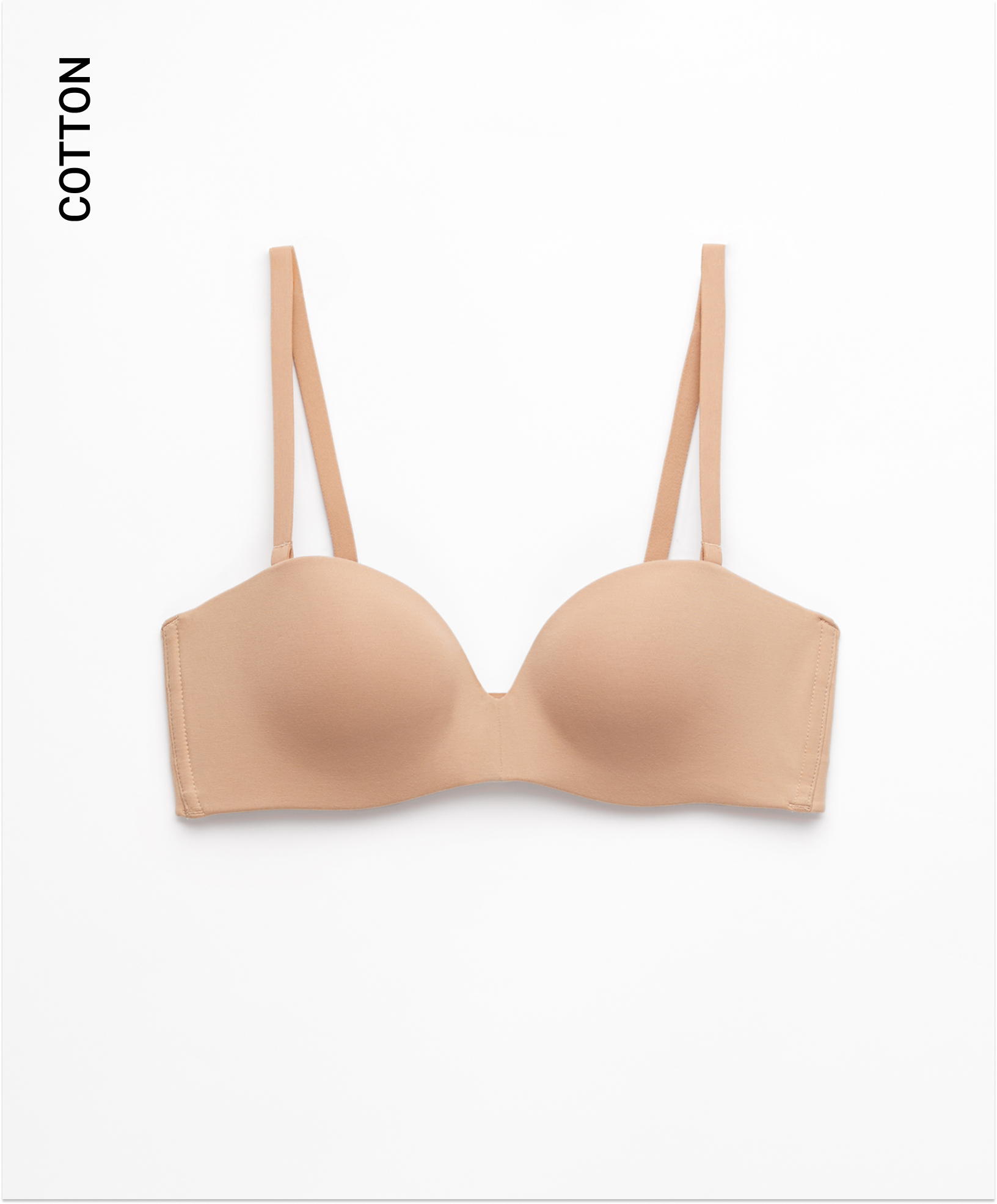 Cotton bra with removable straps