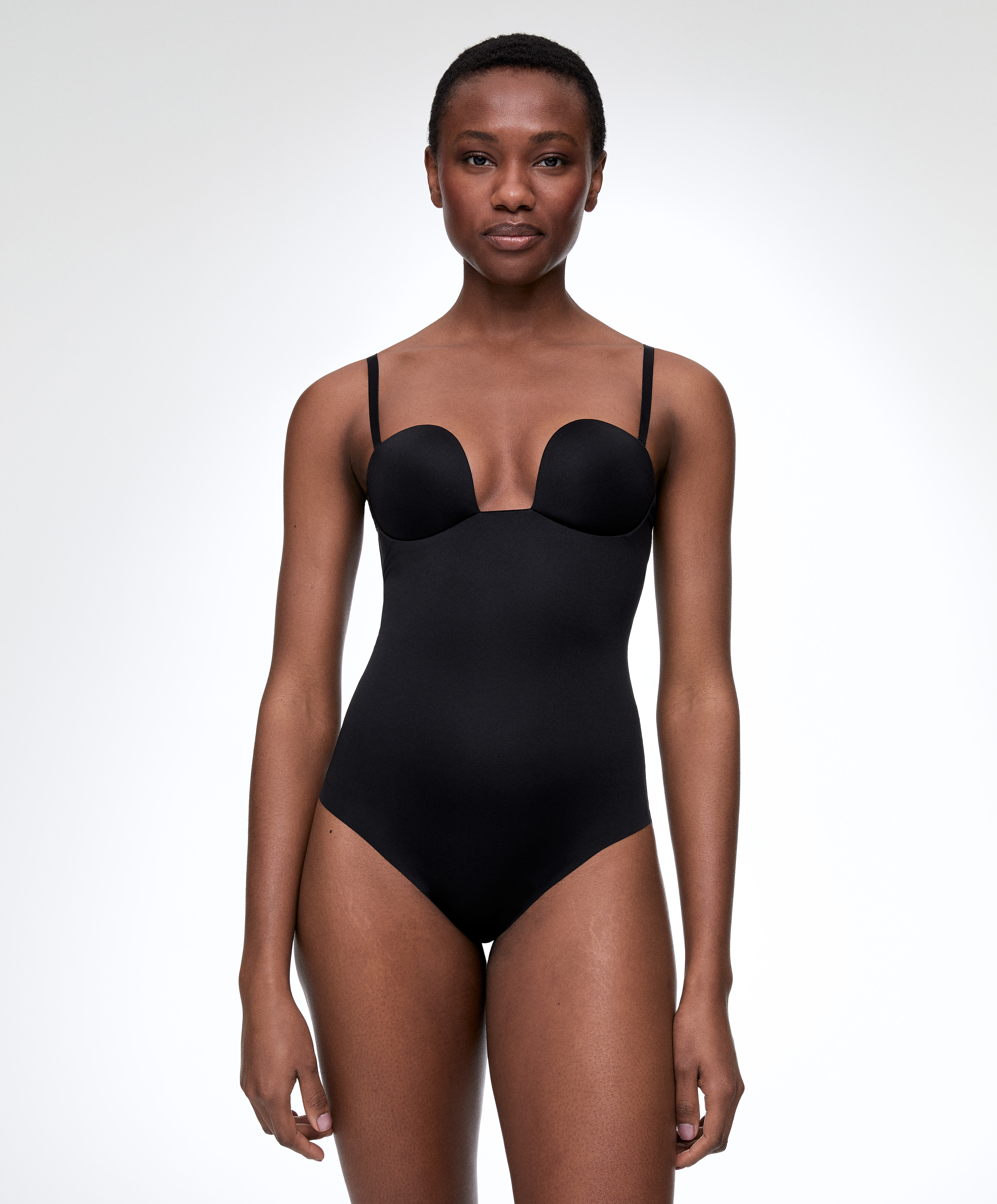 Polyamide shapewear body with removable straps