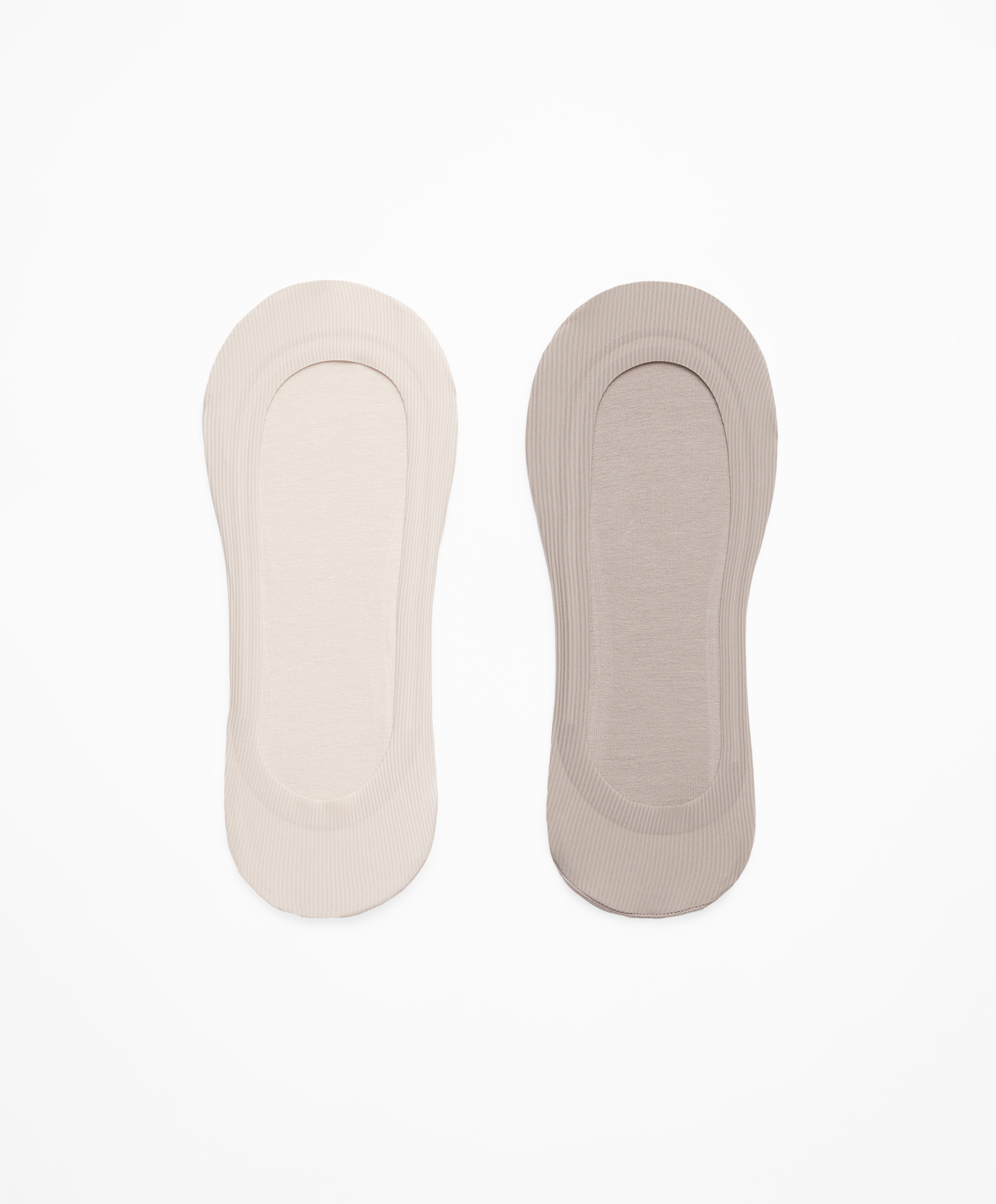 0486/480 2 paires de socquettes invisibles en microfibre côtelées et décolletées