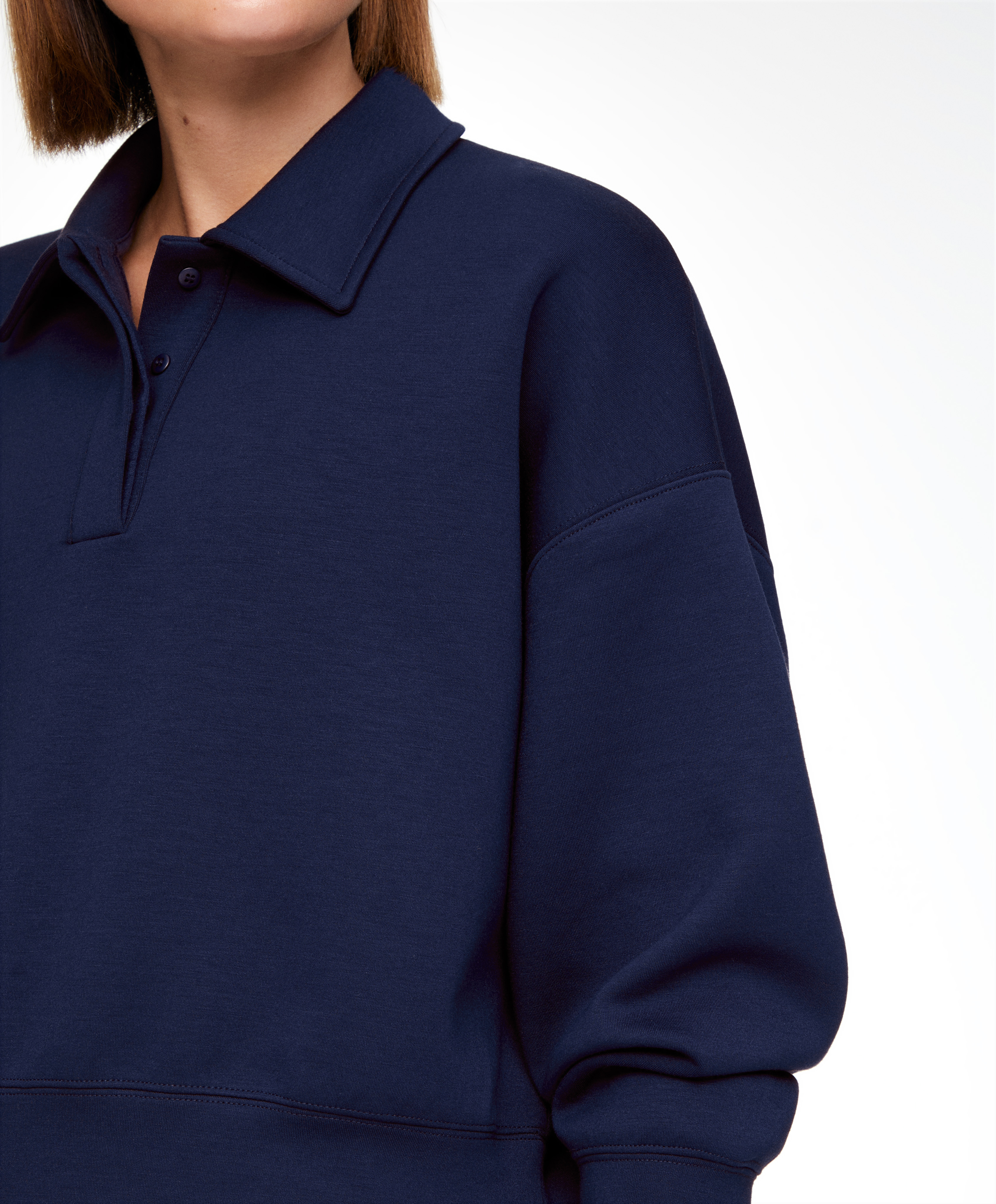 Polo collar crop sweatshirt