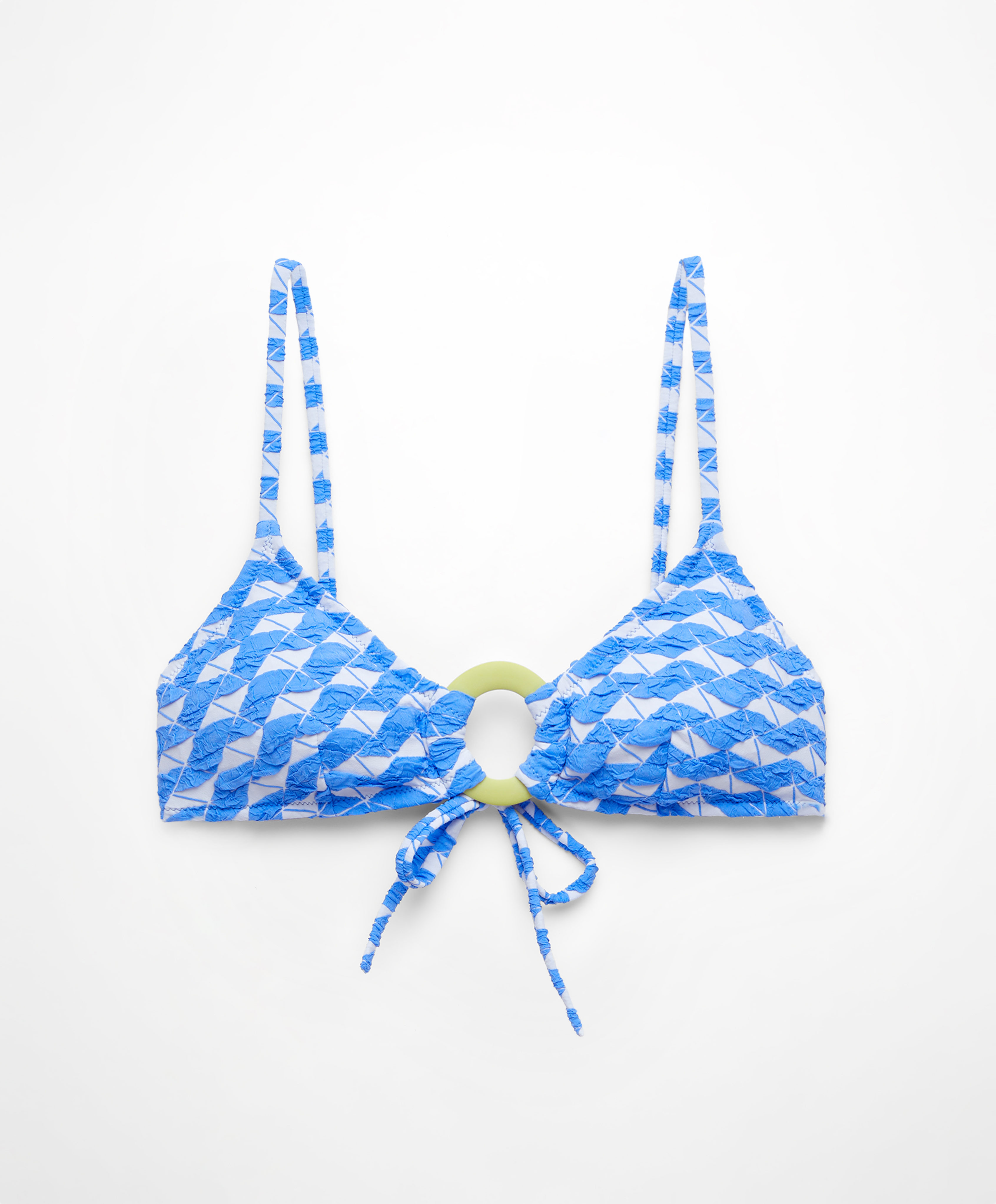 Geometric jacquard triangle bikini top
