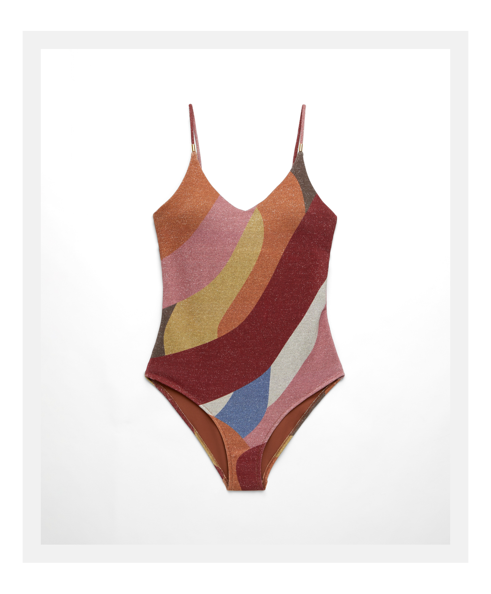 Triangel-Badeanzug mit glänzendem Jacquard-Print