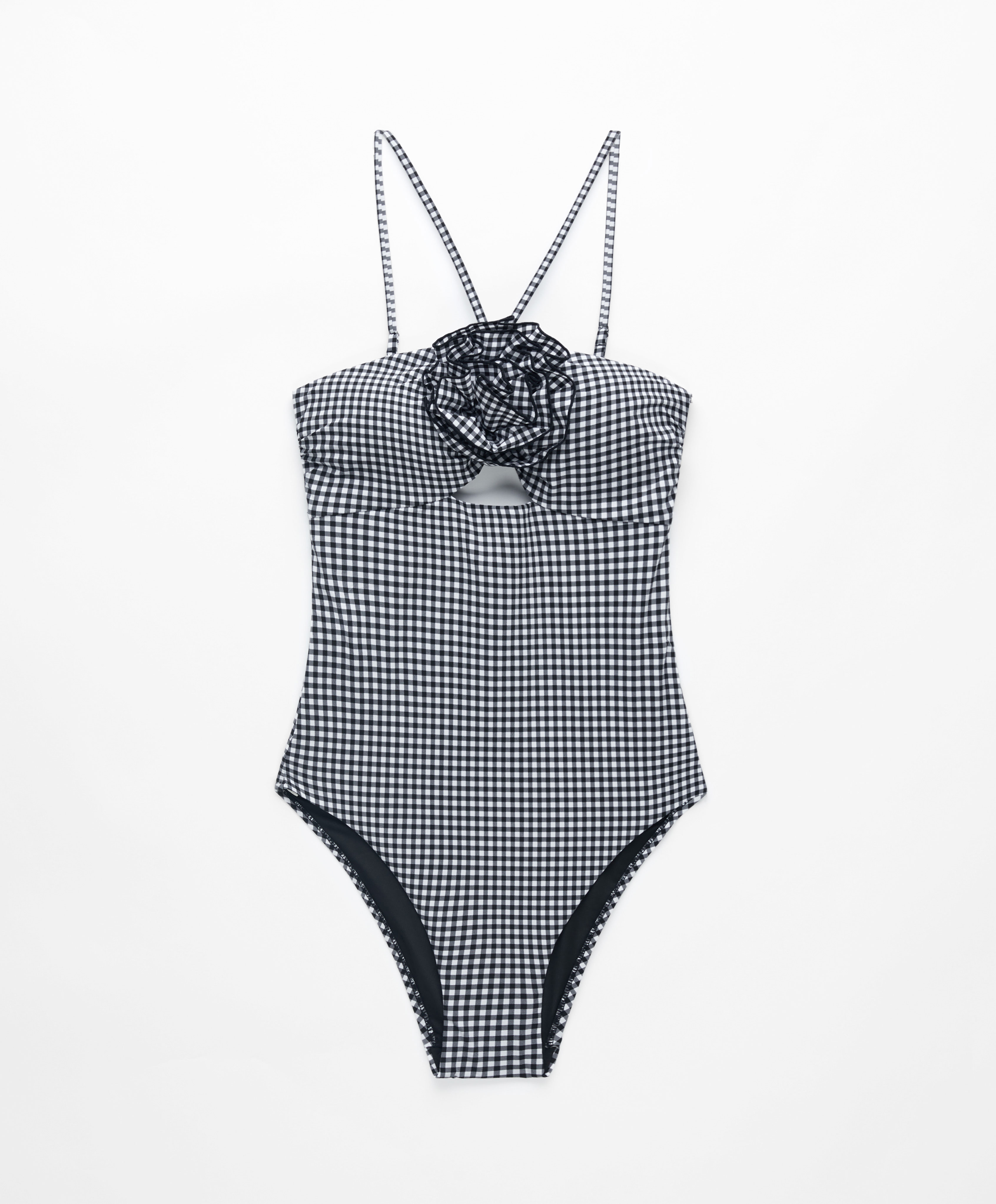 Gingham cut-out swimsuit