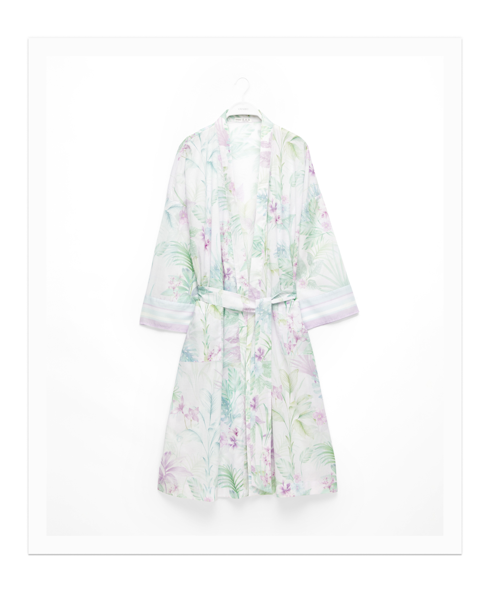 Tropical print 100% cotton dressing gown